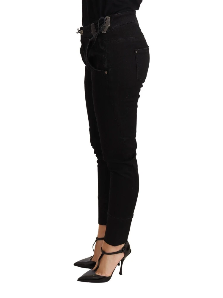 Black Low Waist Skinny Slim Trouser Cotton  Jeans alternative