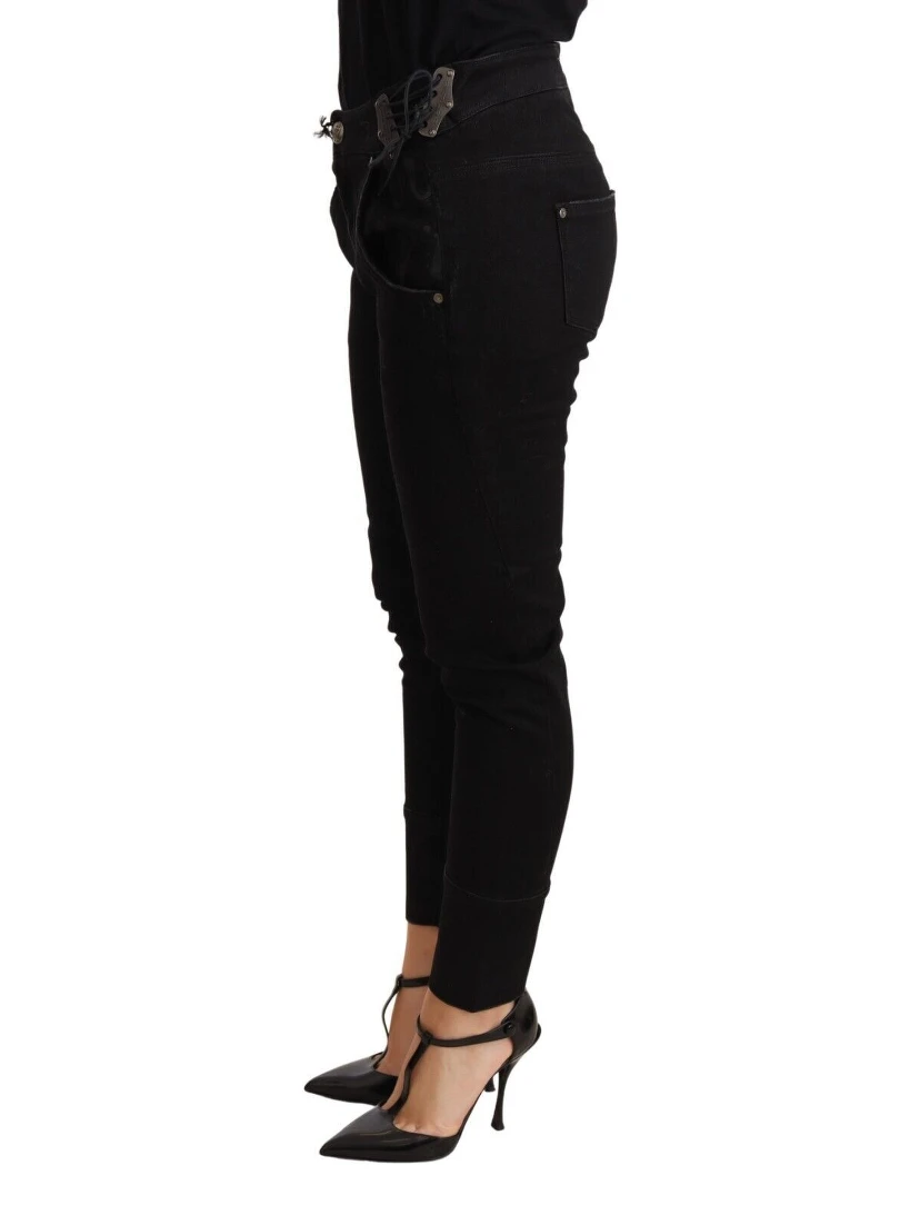 Black Low Waist Skinny Slim Trouser Cotton  Jeans