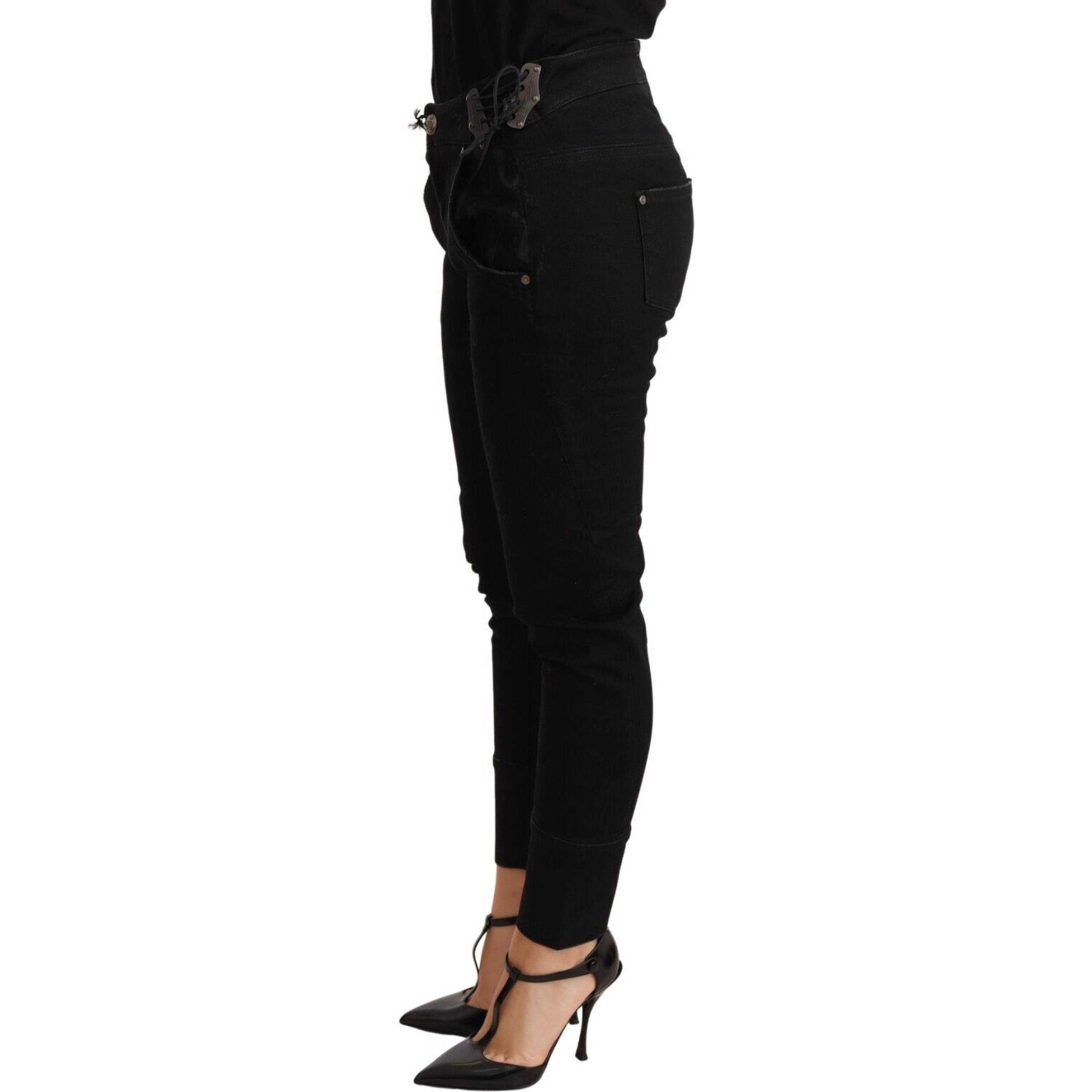 Black Low Waist Skinny Slim Trouser Cotton Jeans