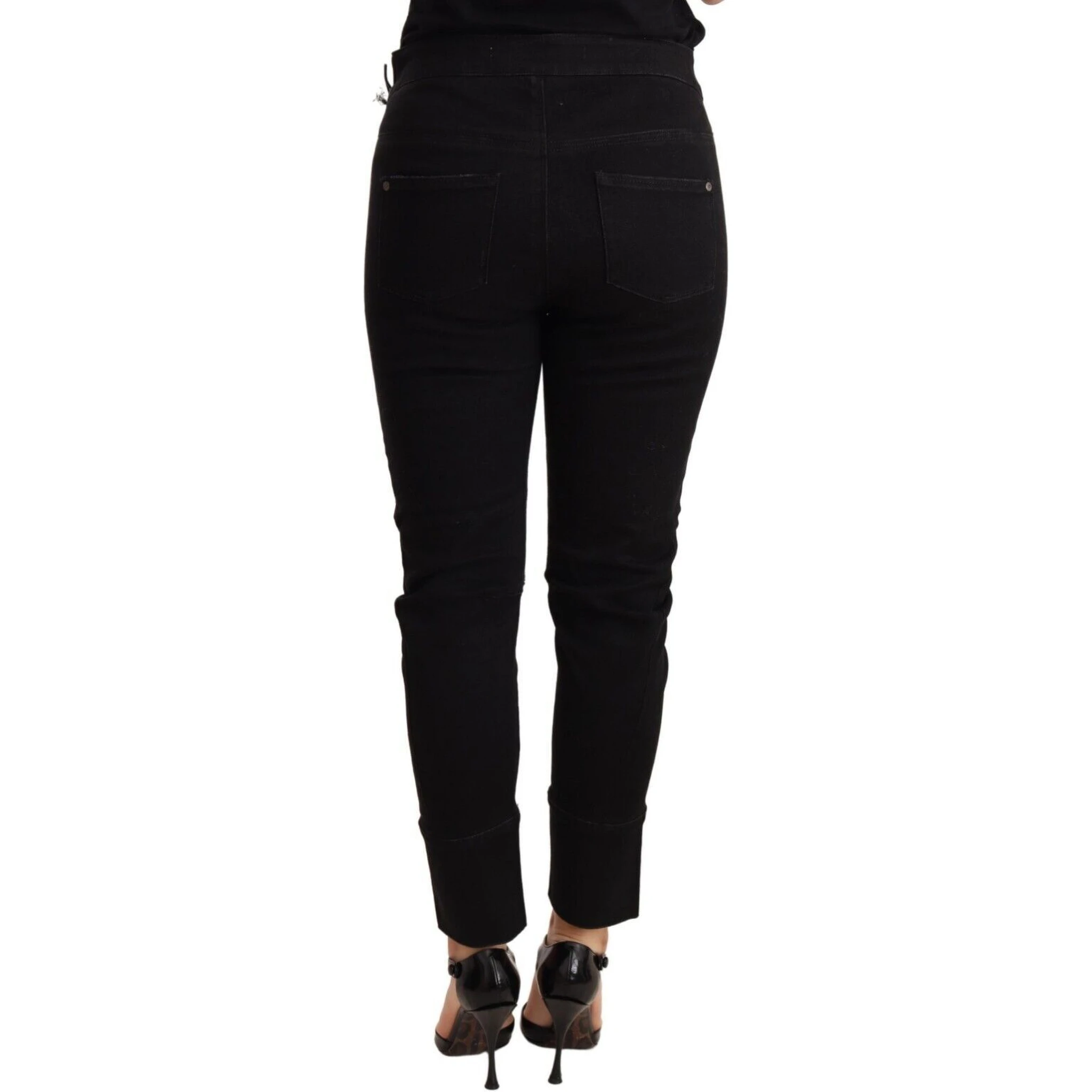 Black Low Waist Skinny Slim Trouser Cotton  Jeans