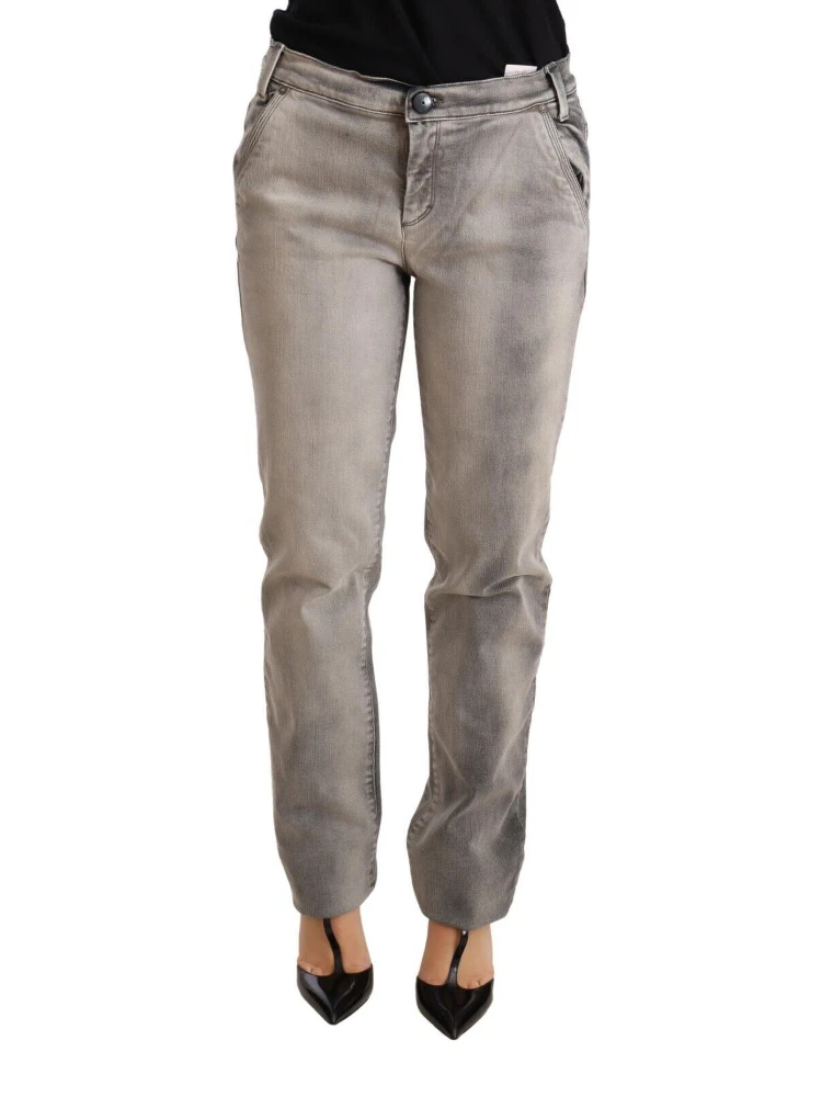 Gray Washed Low Waist Skinny Trouser Cotton Jeans