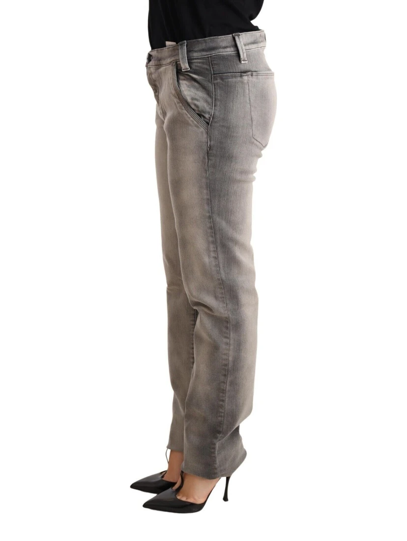 Gray Washed Low Waist Skinny Trouser Cotton Jeans