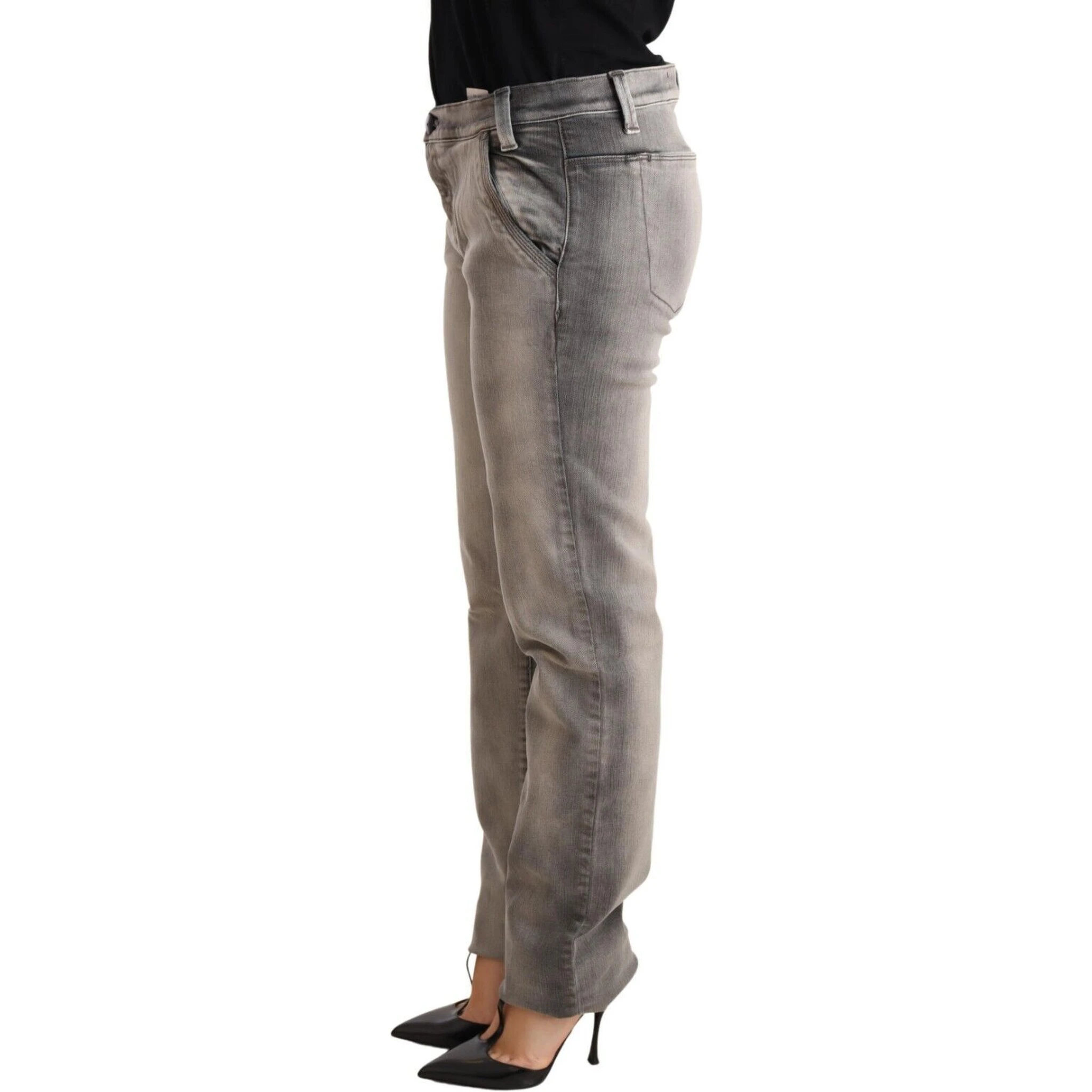 Gray Washed Low Waist Skinny Trouser Cotton Jeans