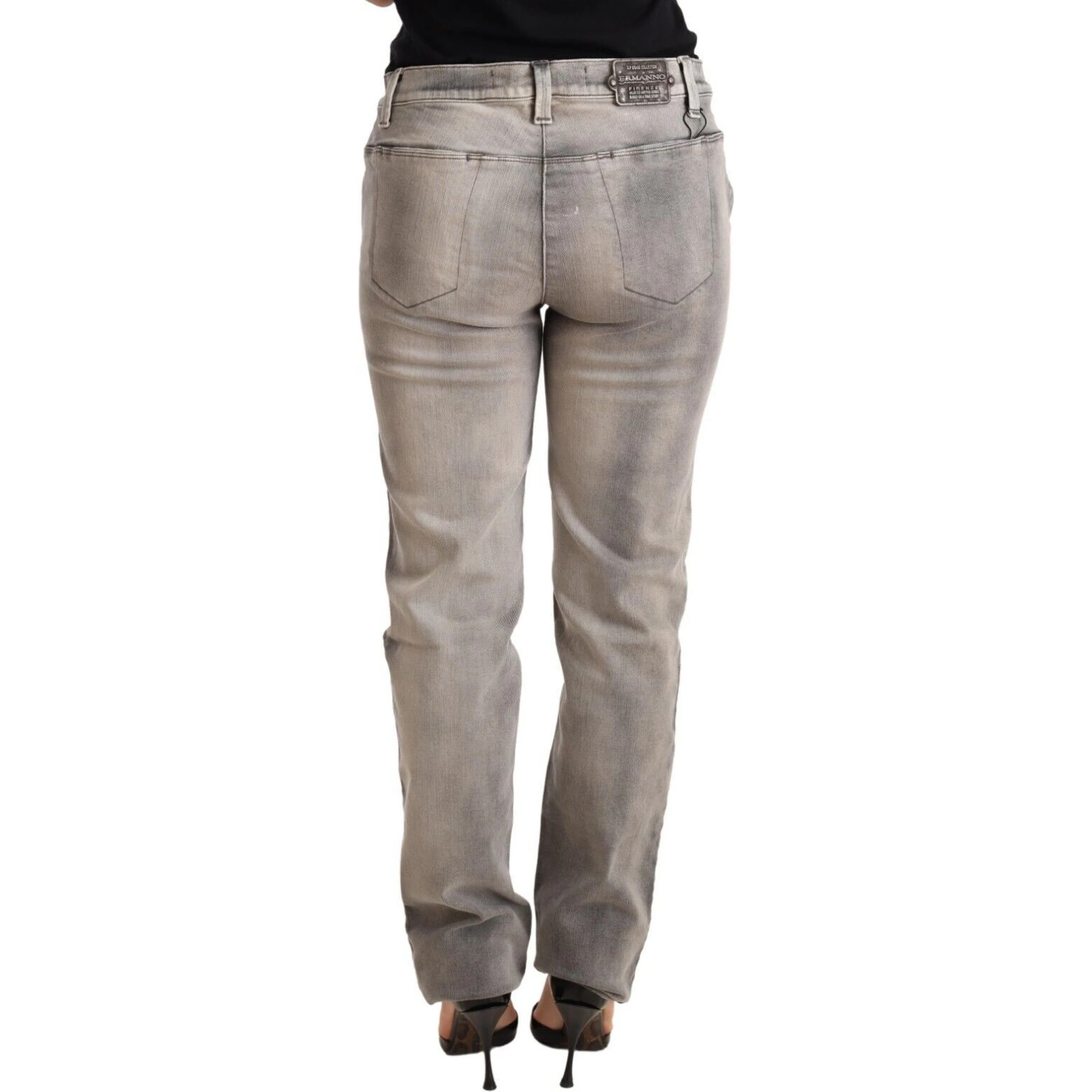 Gray Washed Low Waist Skinny Trouser Cotton Jeans
