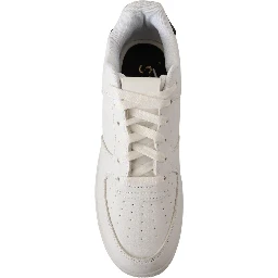 White Leather Perforated Lace Up Sneakers Casual Men Shoes