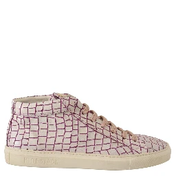 White Bordeaux Leather Casual Lace Up Sneakers Shoes