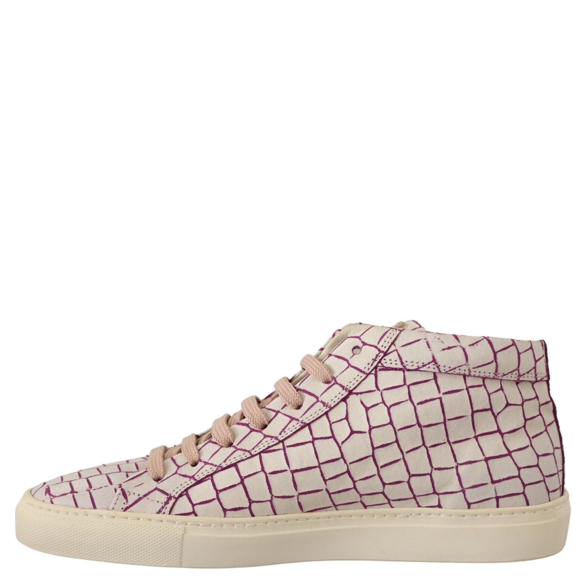 White Bordeaux Leather Casual Lace Up Sneakers Shoes