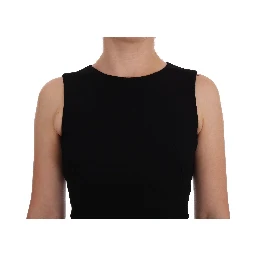Black Stretch Crystal Sheath Gown Dress