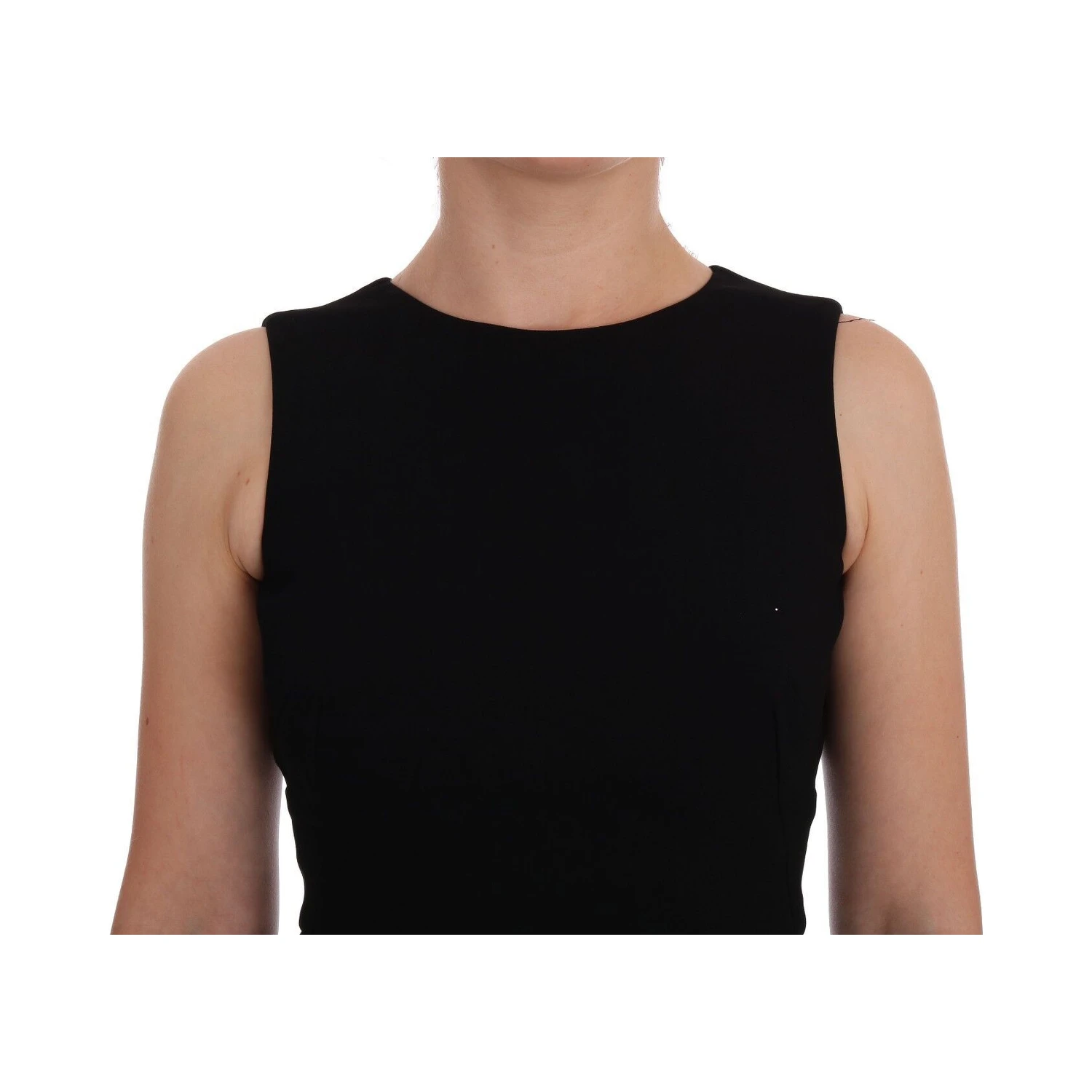 Black Stretch Crystal Sheath Gown Dress