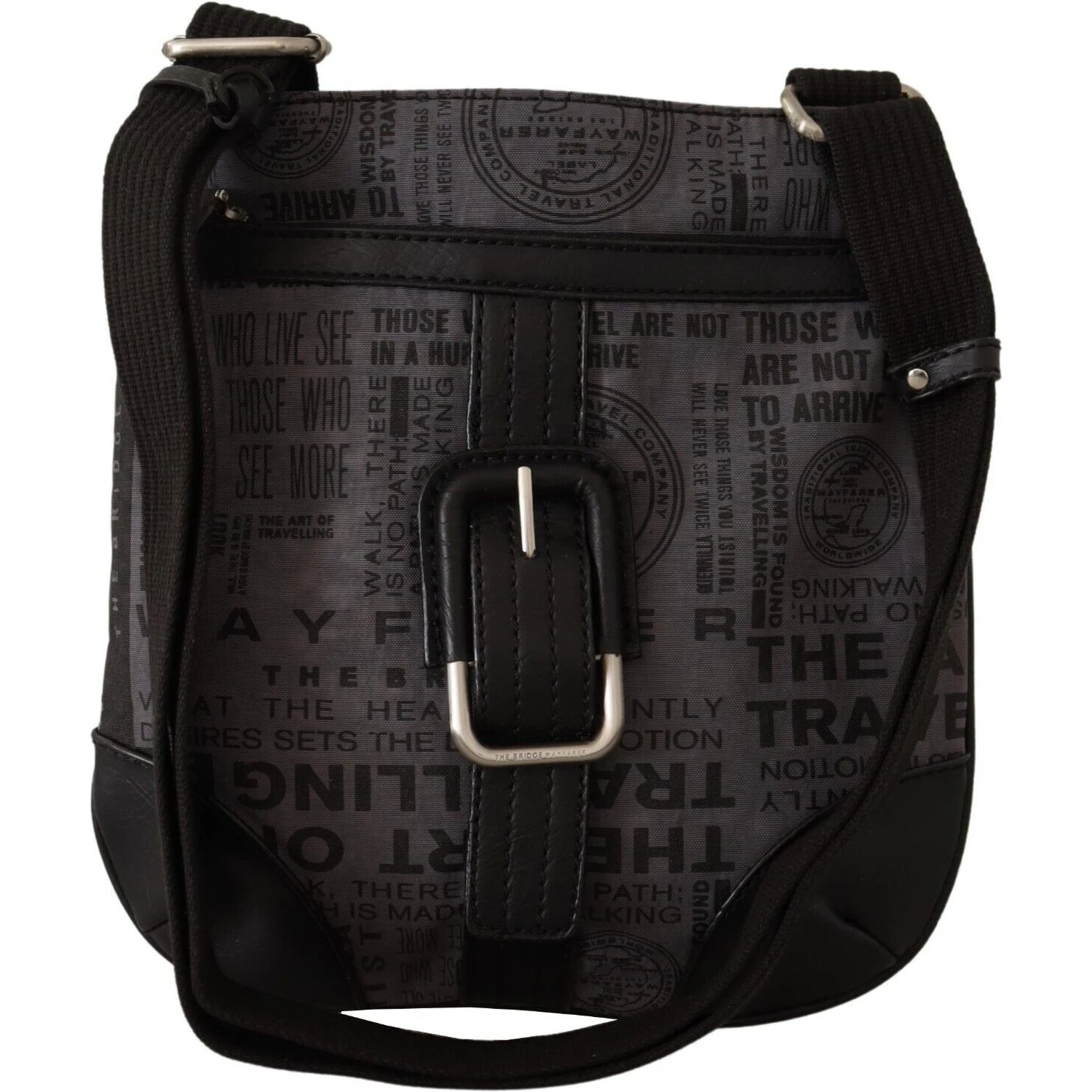 Gray Printed Logo Shoulder Crossbody Purse Bag