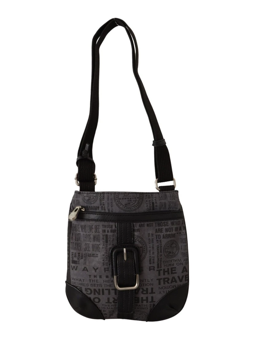 Gray Printed Logo Shoulder Crossbody Purse Bag