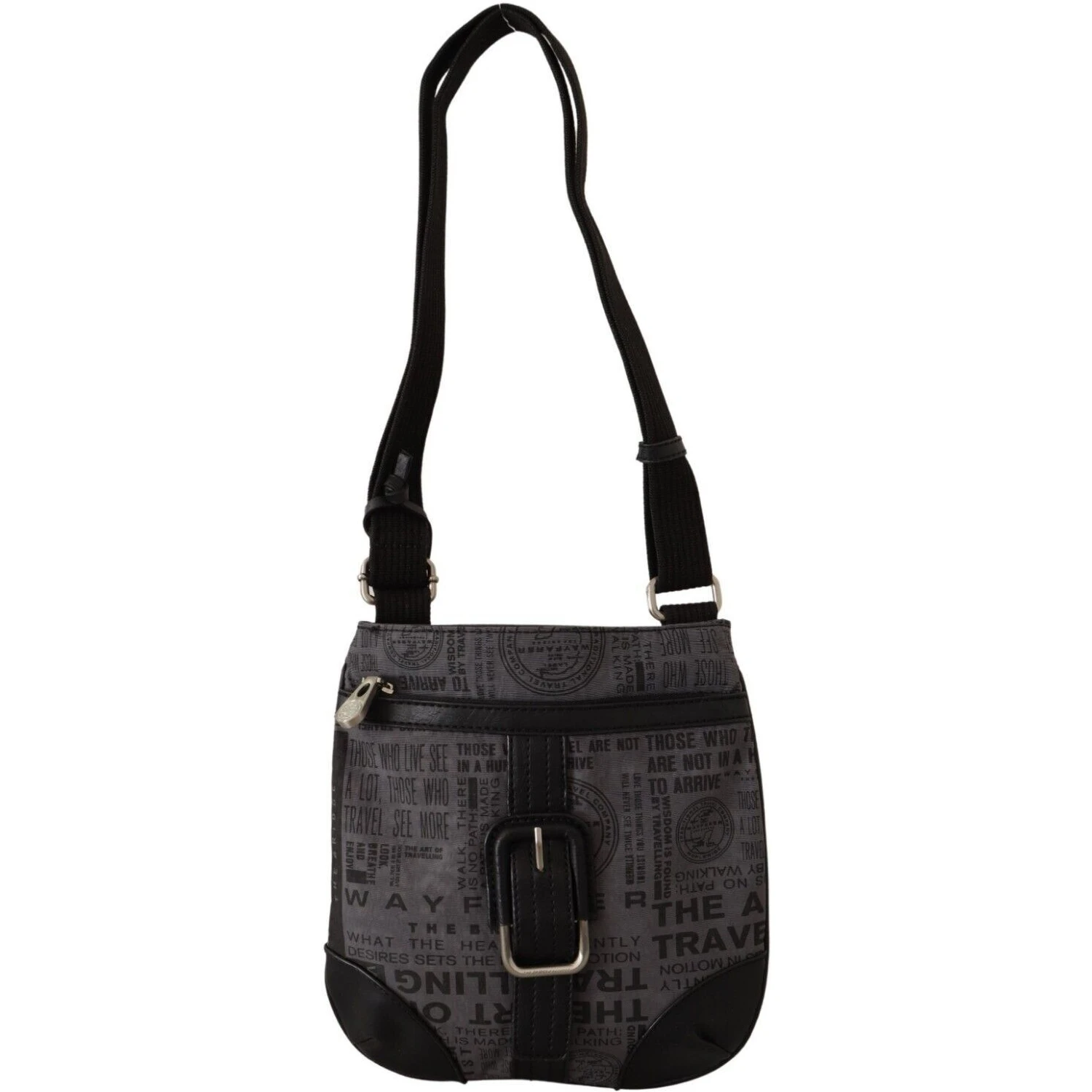 Gray Printed Logo Shoulder Crossbody Purse Bag