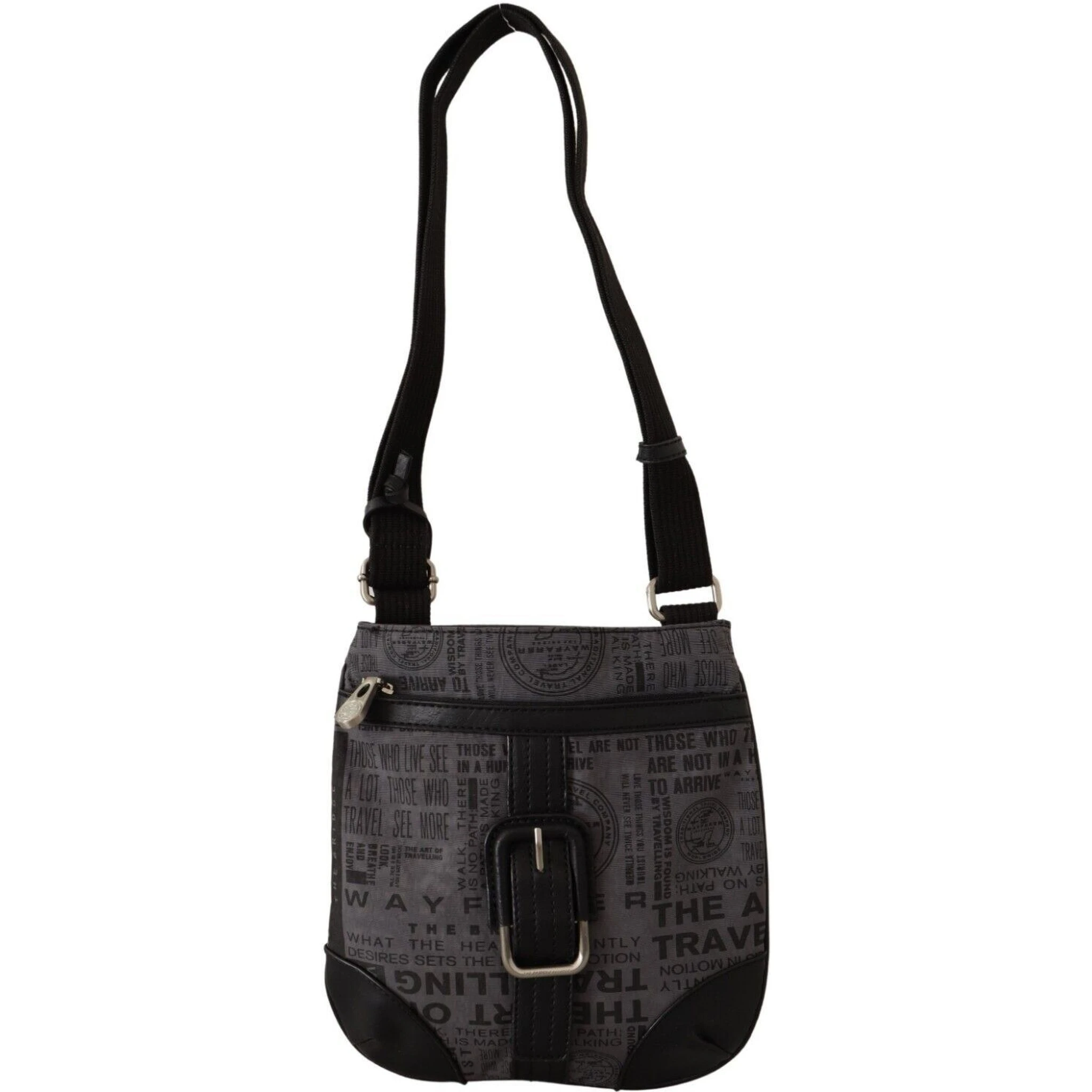 Gray Printed Logo Shoulder Crossbody Purse Bag