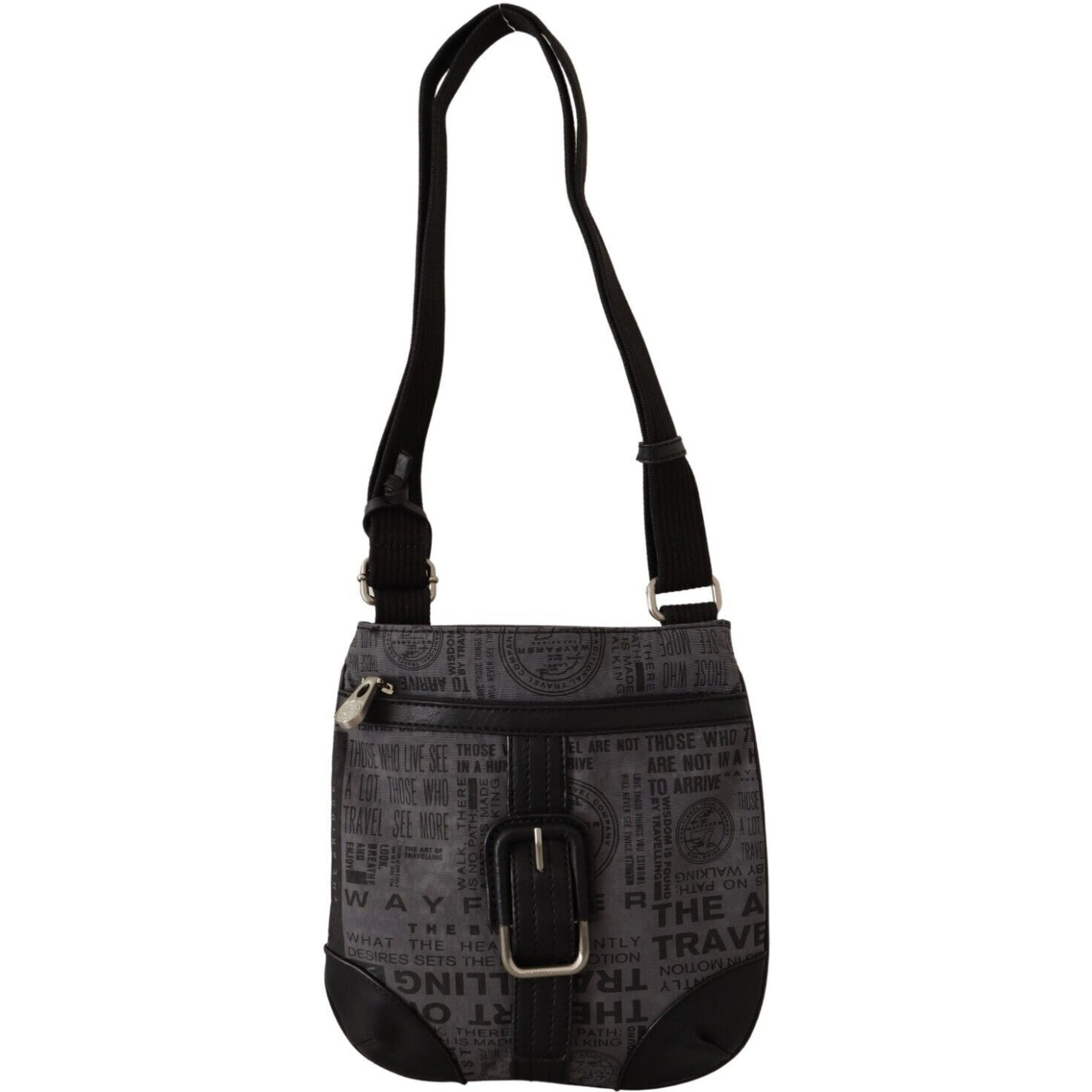 Gray Printed Logo Shoulder Crossbody Purse Bag