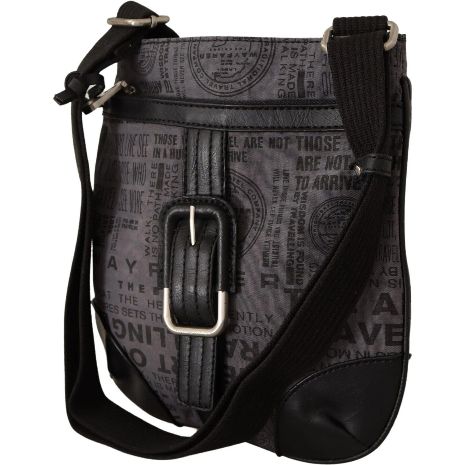 Gray Printed Logo Shoulder Crossbody Purse Bag