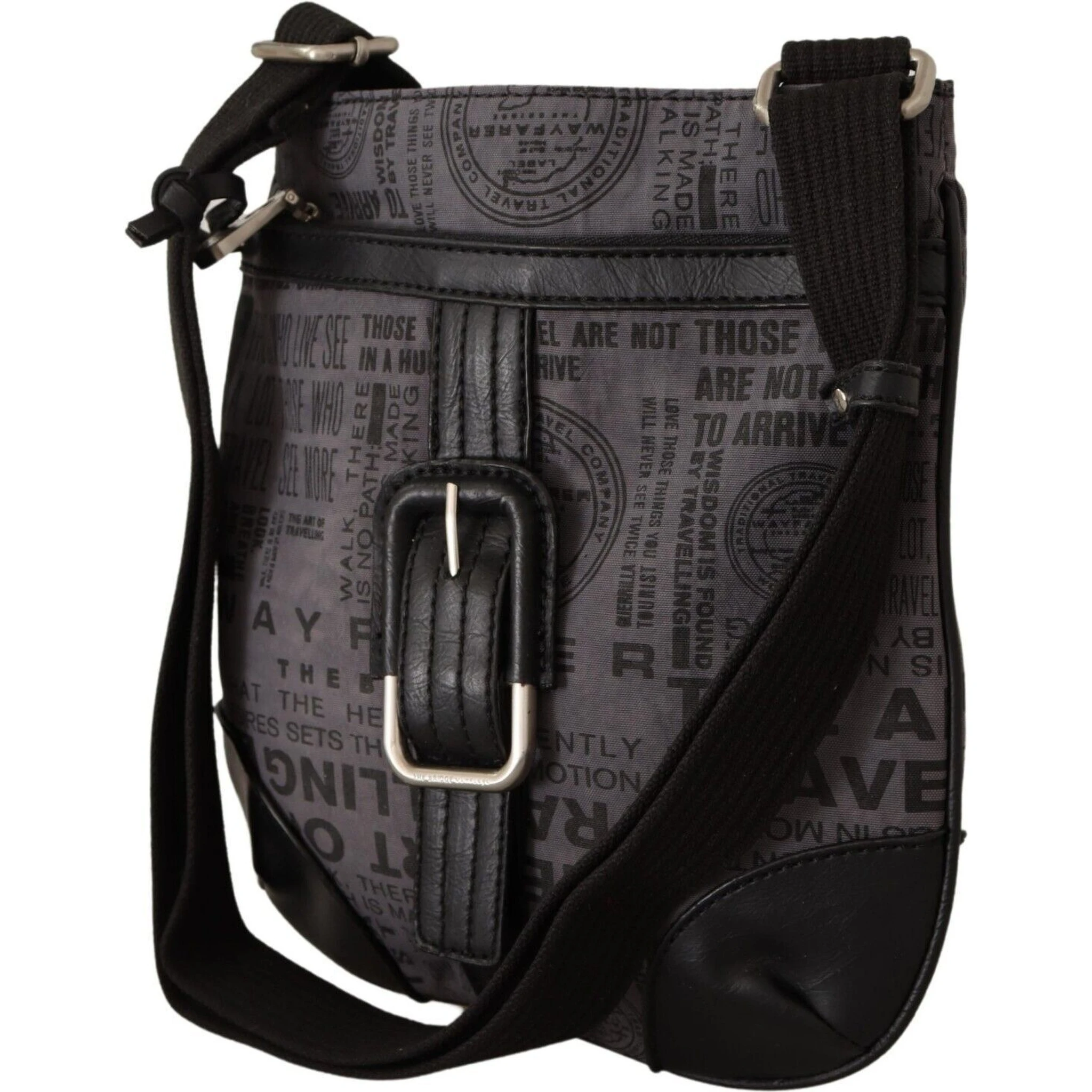 Gray Printed Logo Shoulder Crossbody Purse Bag