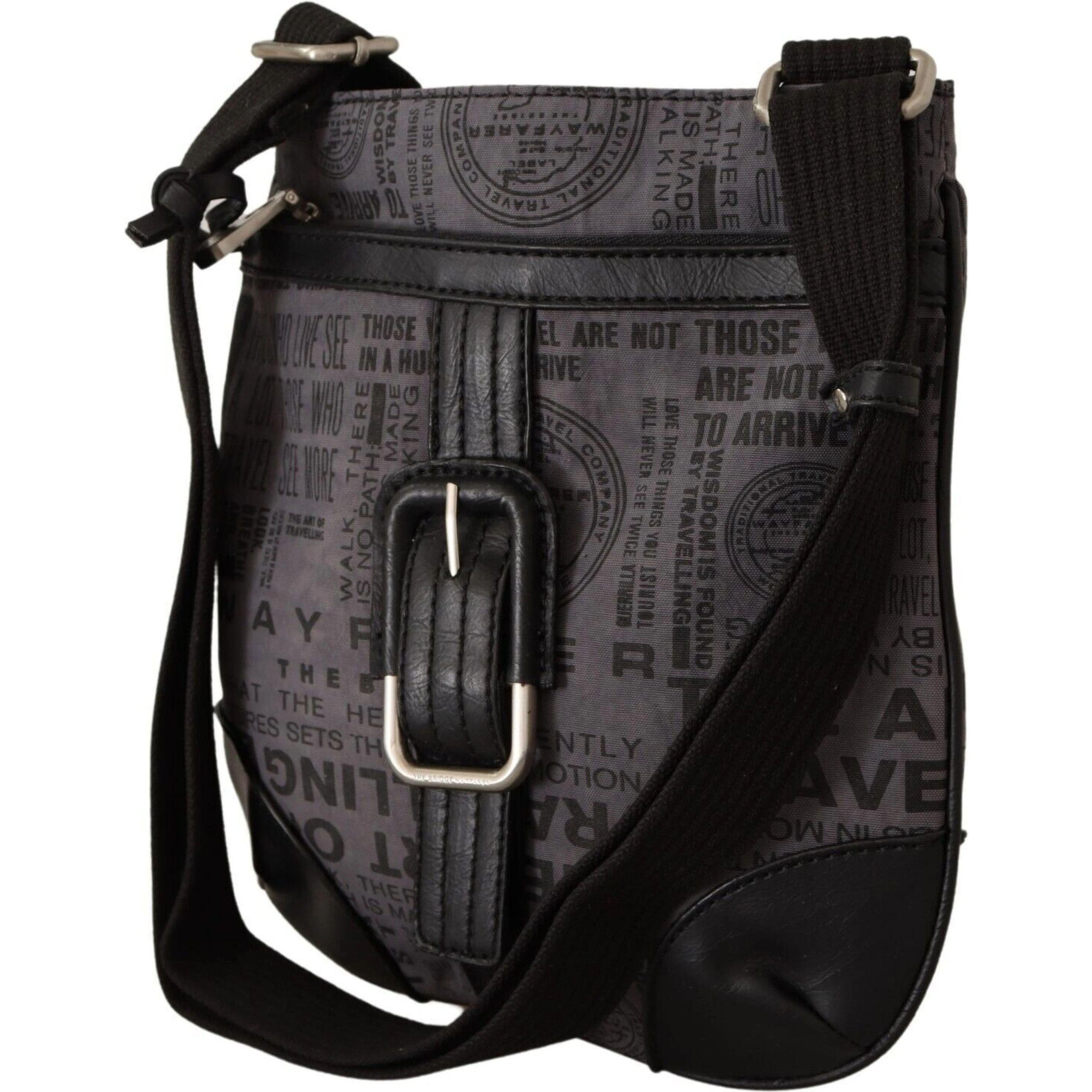 Gray Printed Logo Shoulder Crossbody Purse Bag