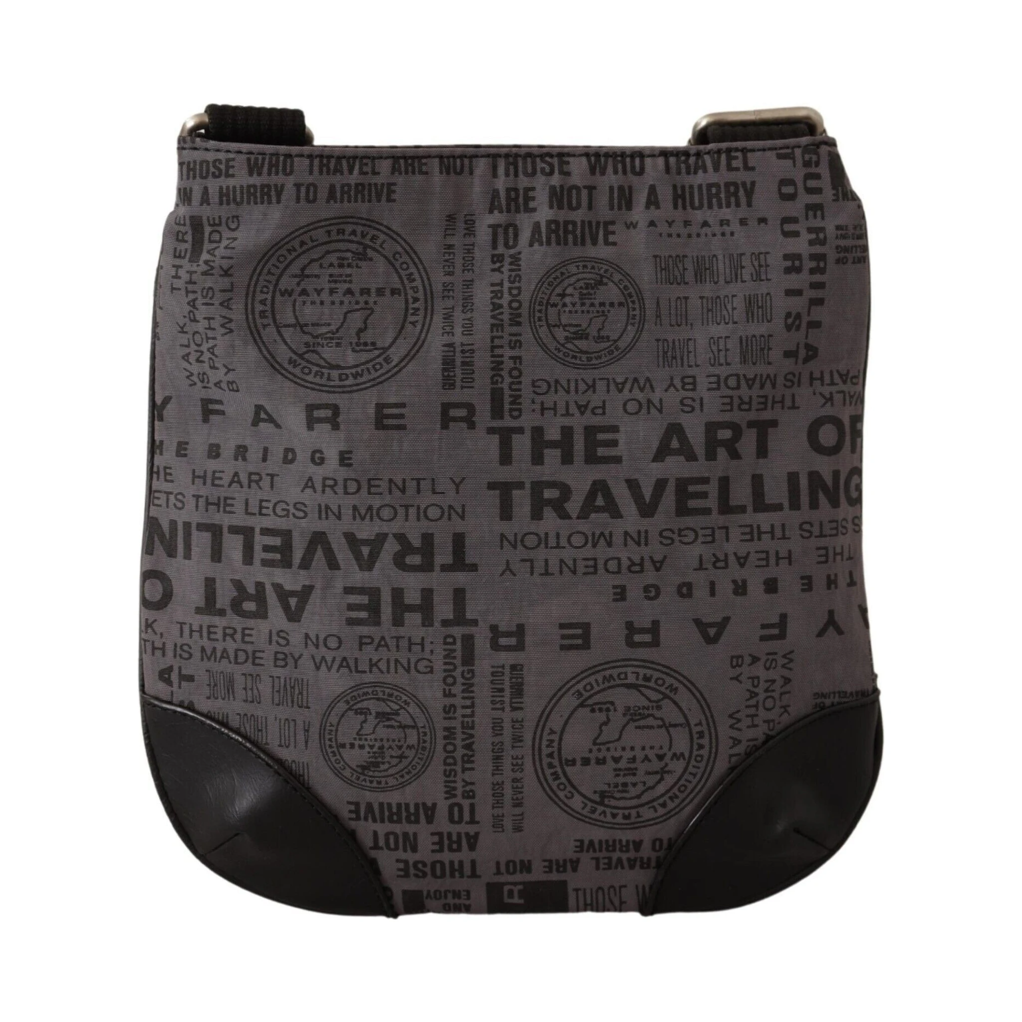 Gray Printed Logo Shoulder Crossbody Purse Bag