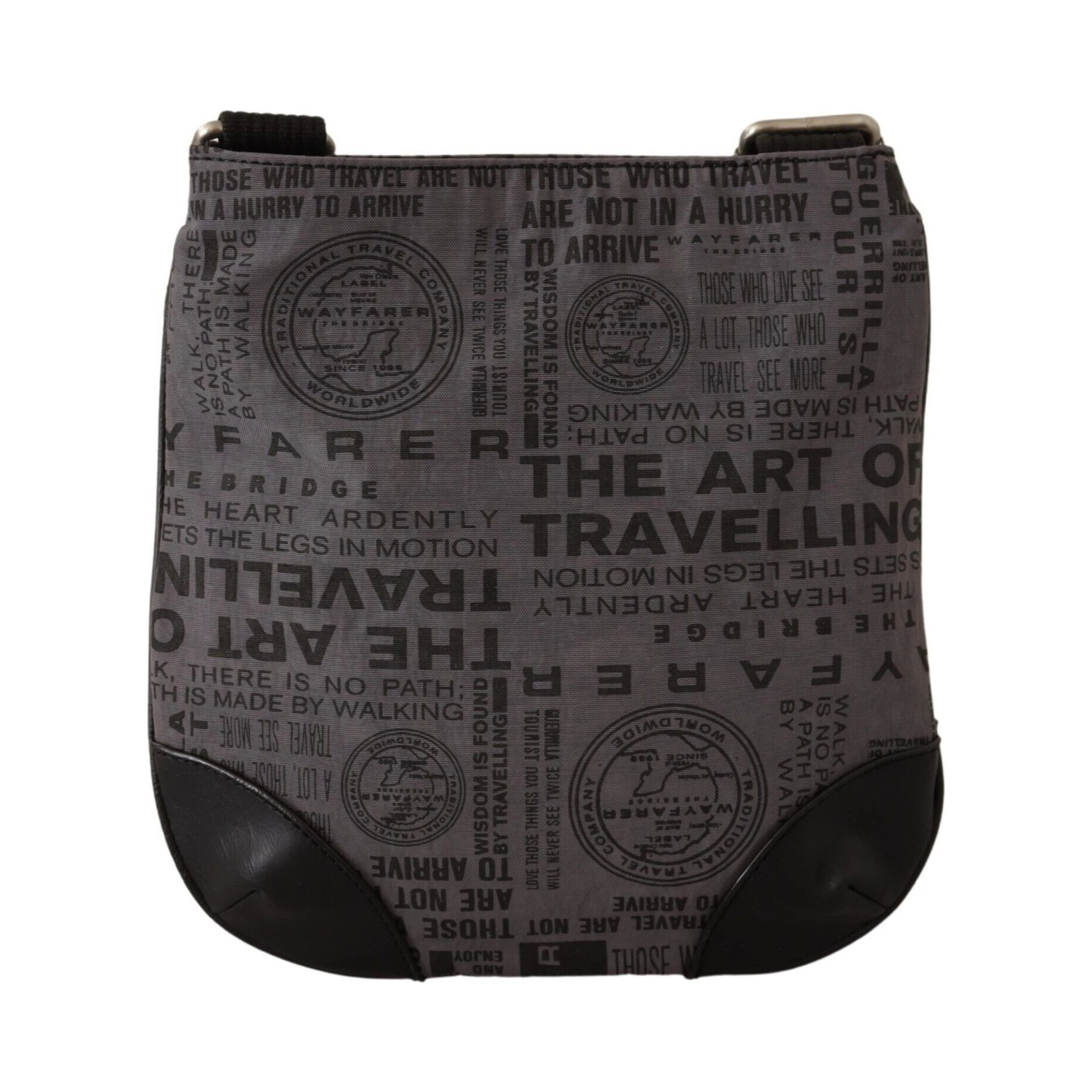 Gray Printed Logo Shoulder Crossbody Purse Bag