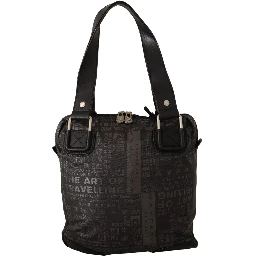 Black Printed Logo Shoulder Handbag Purse Bag