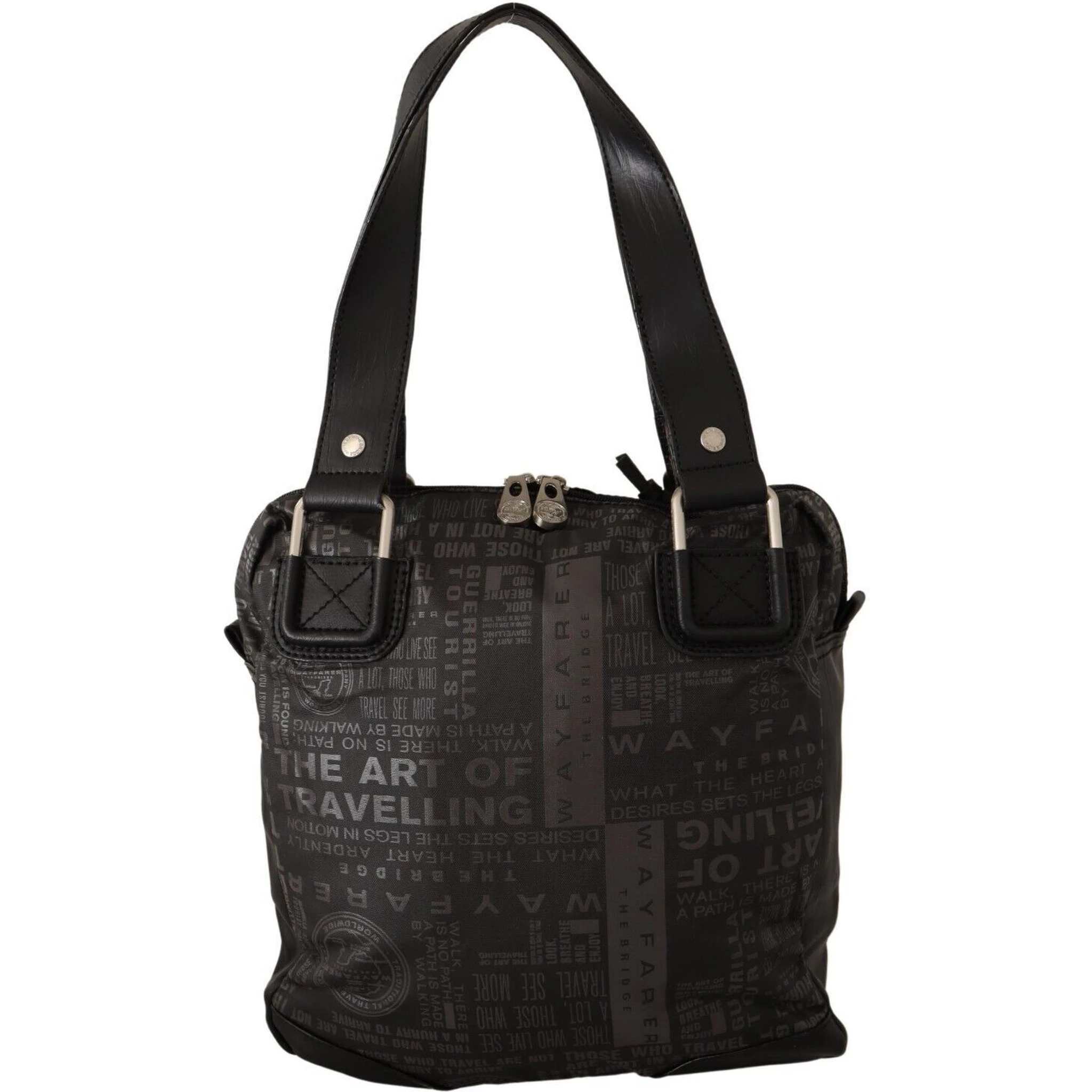 Black Printed Logo Shoulder Handbag Purse Bag