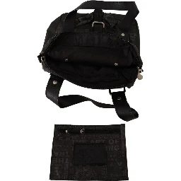 Black Printed Logo Shoulder Handbag Purse Bag