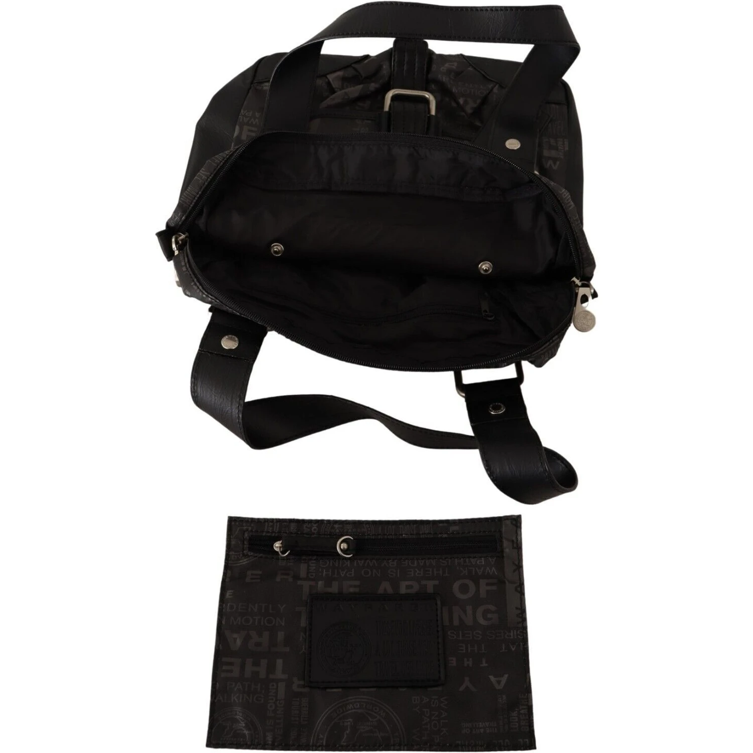 Black Printed Logo Shoulder Handbag Purse Bag
