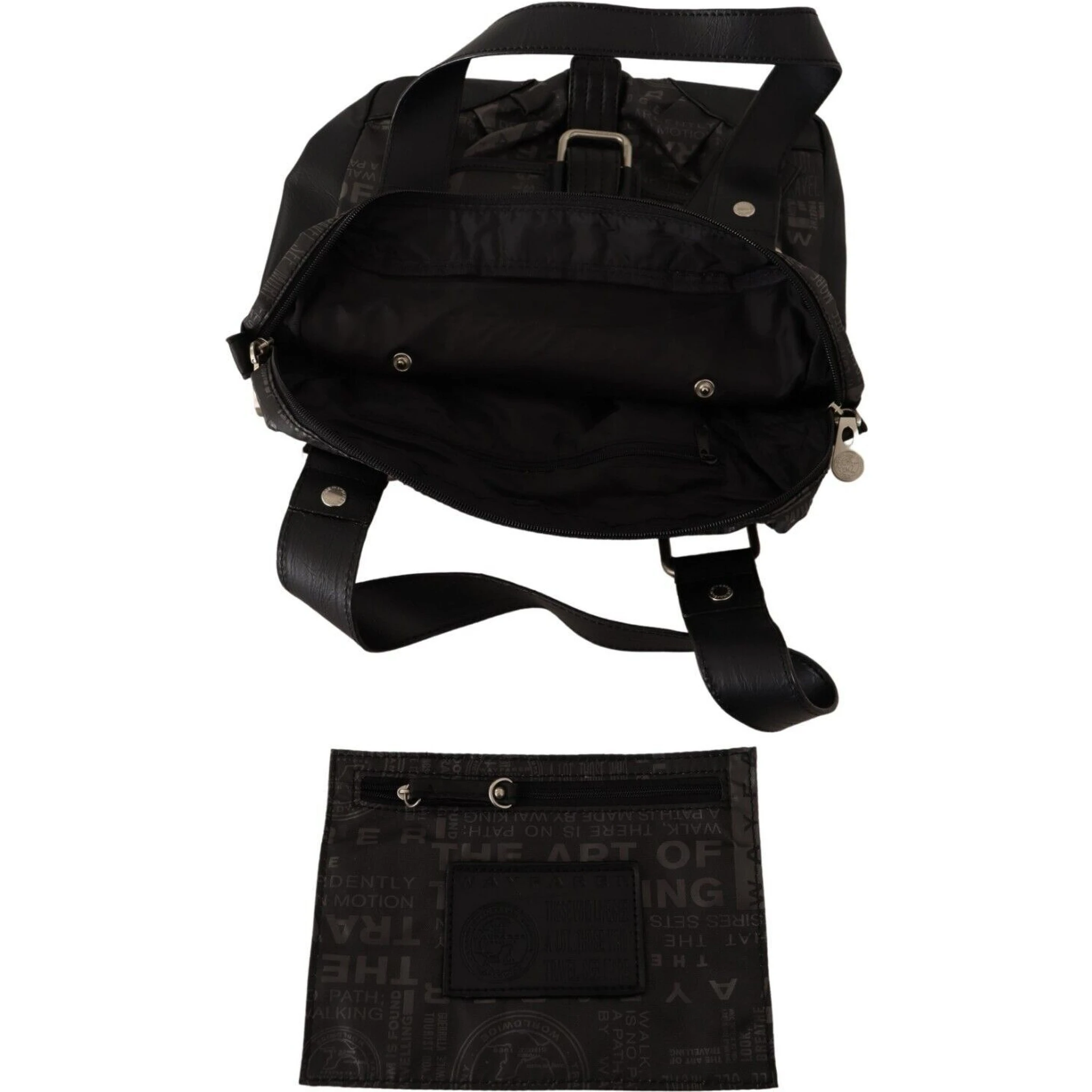 Black Printed Logo Shoulder Handbag Purse Bag