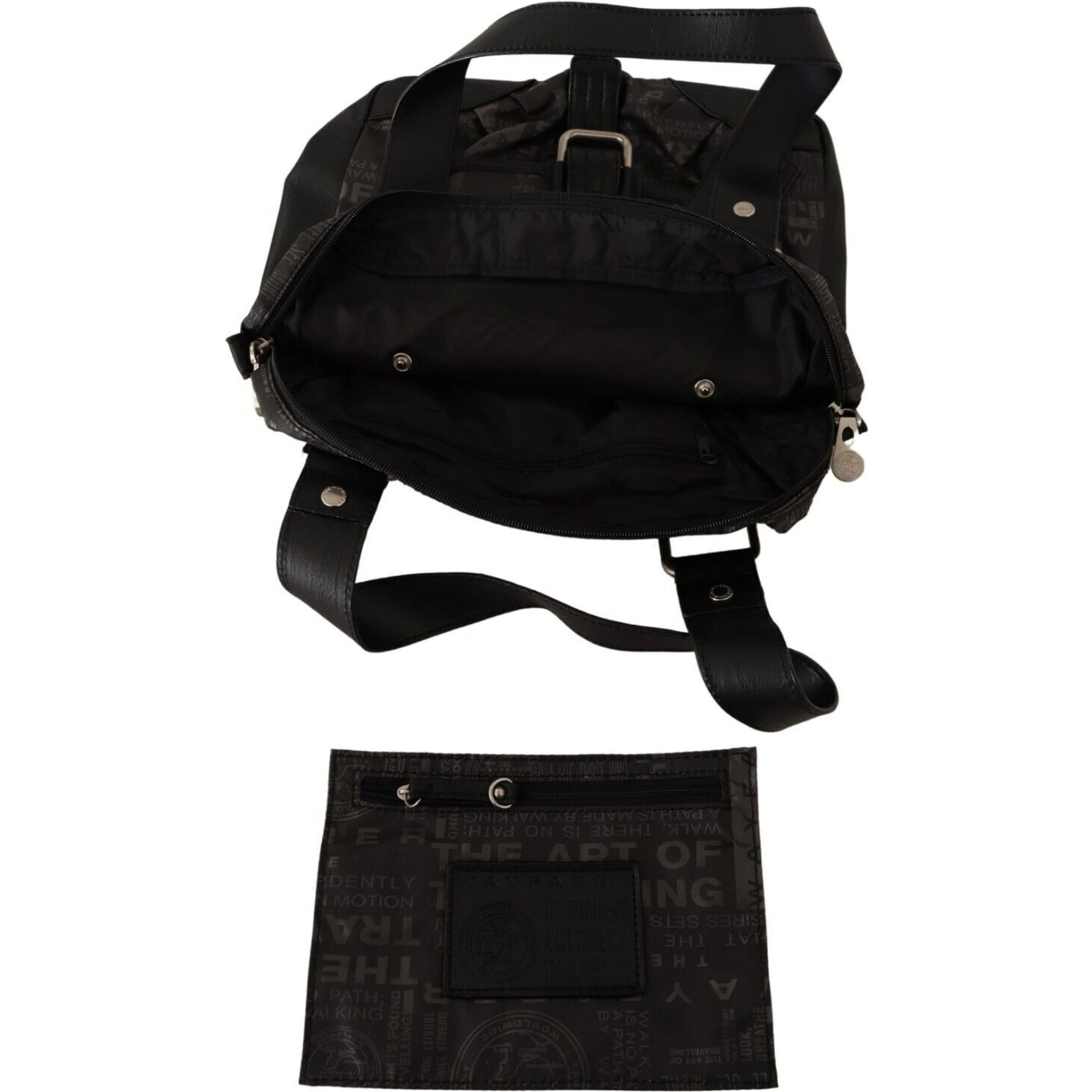 Black Printed Logo Shoulder Handbag Purse Bag