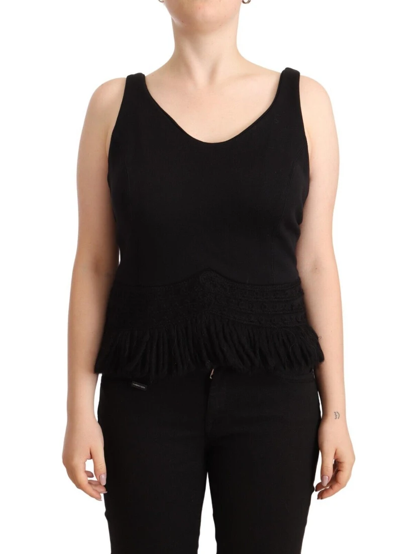 Black Cotton Sleevelesss Tank Casual Top