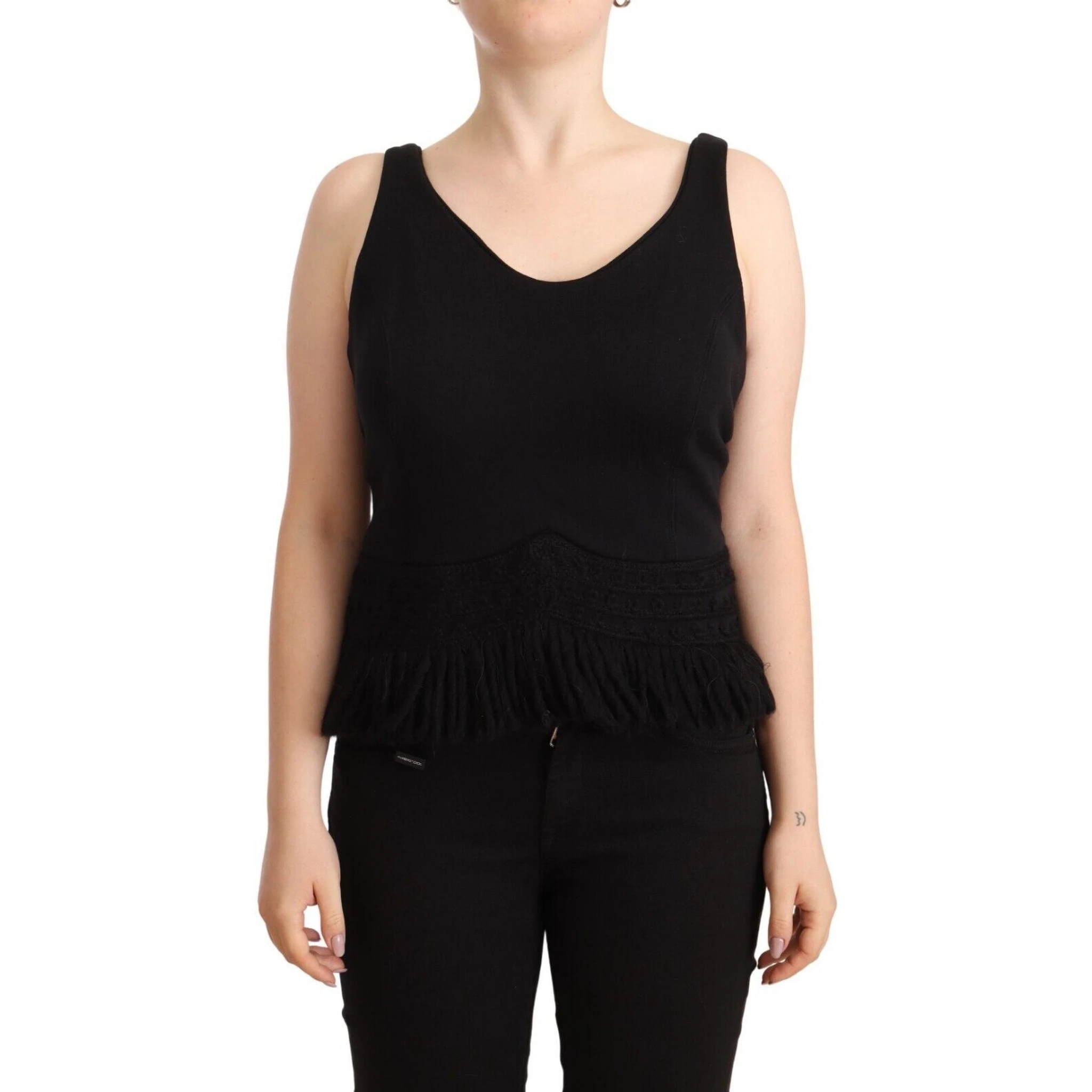 Black Cotton Sleevelesss Tank Casual Top
