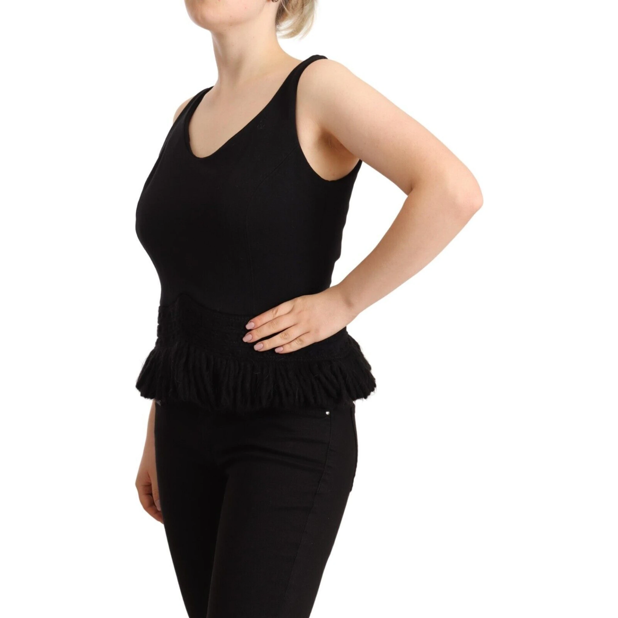 Black Cotton Sleevelesss Tank Casual Top
