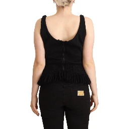 Black Cotton Sleevelesss Tank Casual Top
