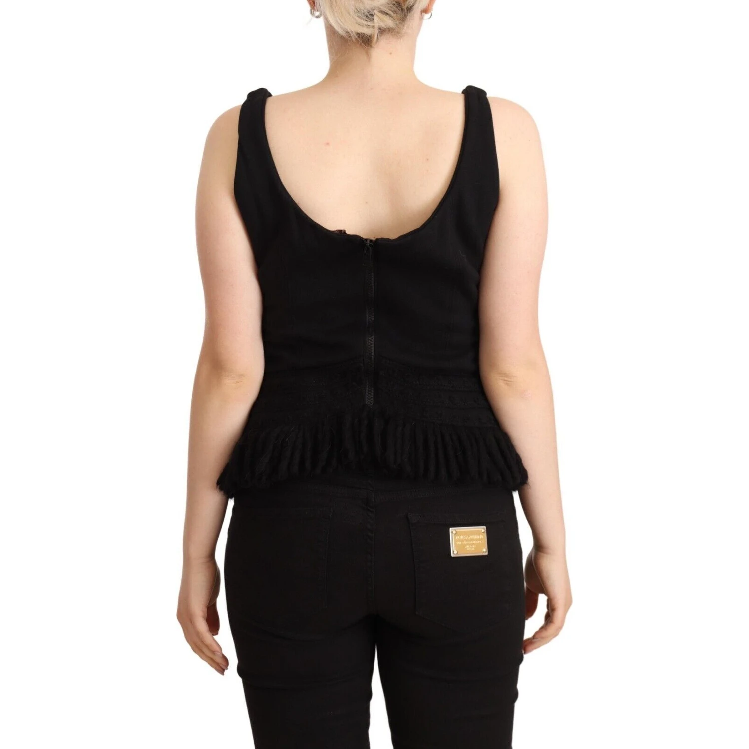 Black Cotton Sleevelesss Tank Casual Top