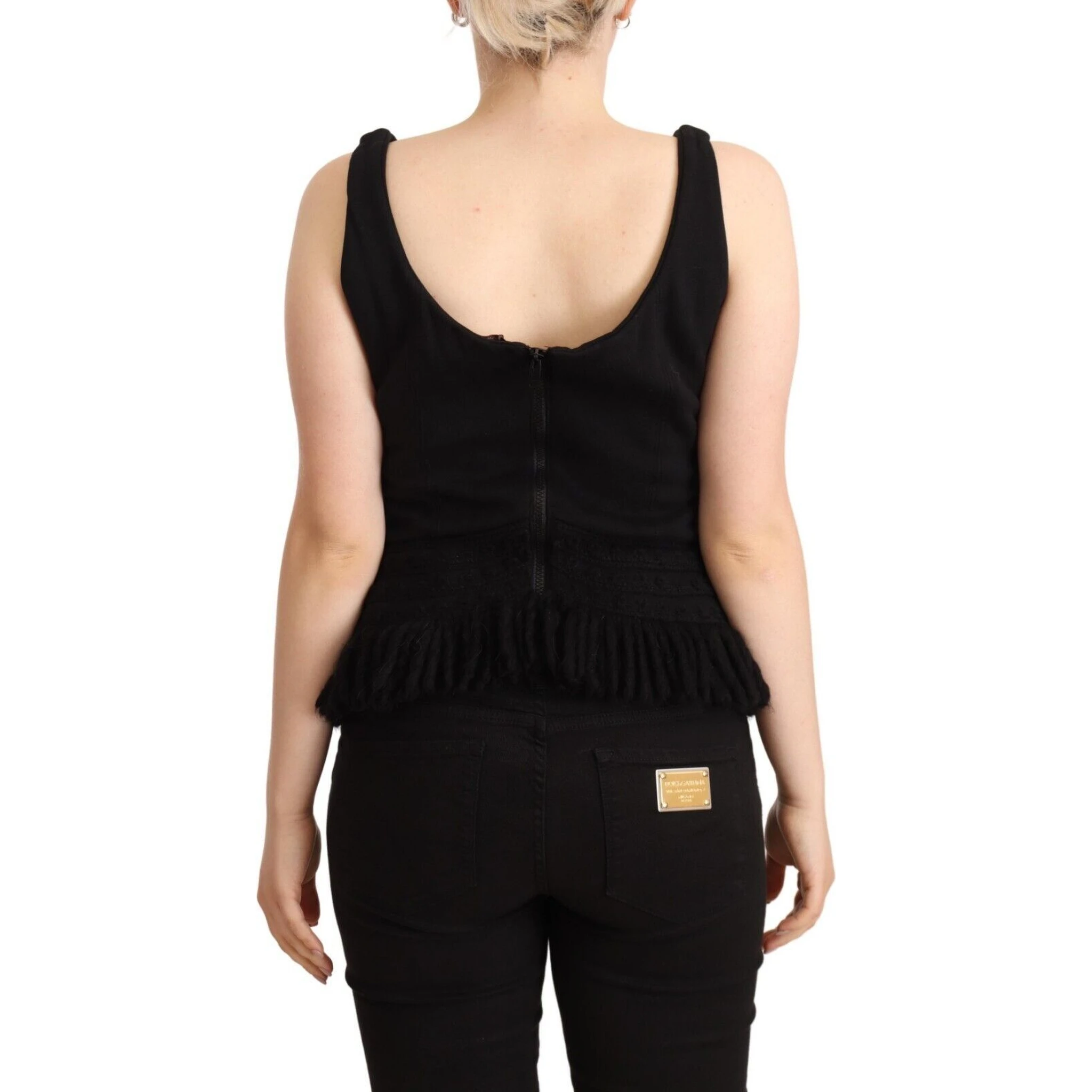 Black Cotton Sleevelesss Tank Casual Top