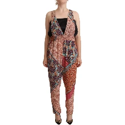 Multicolor Viscose Floral Print Women Jumpsuit Dress