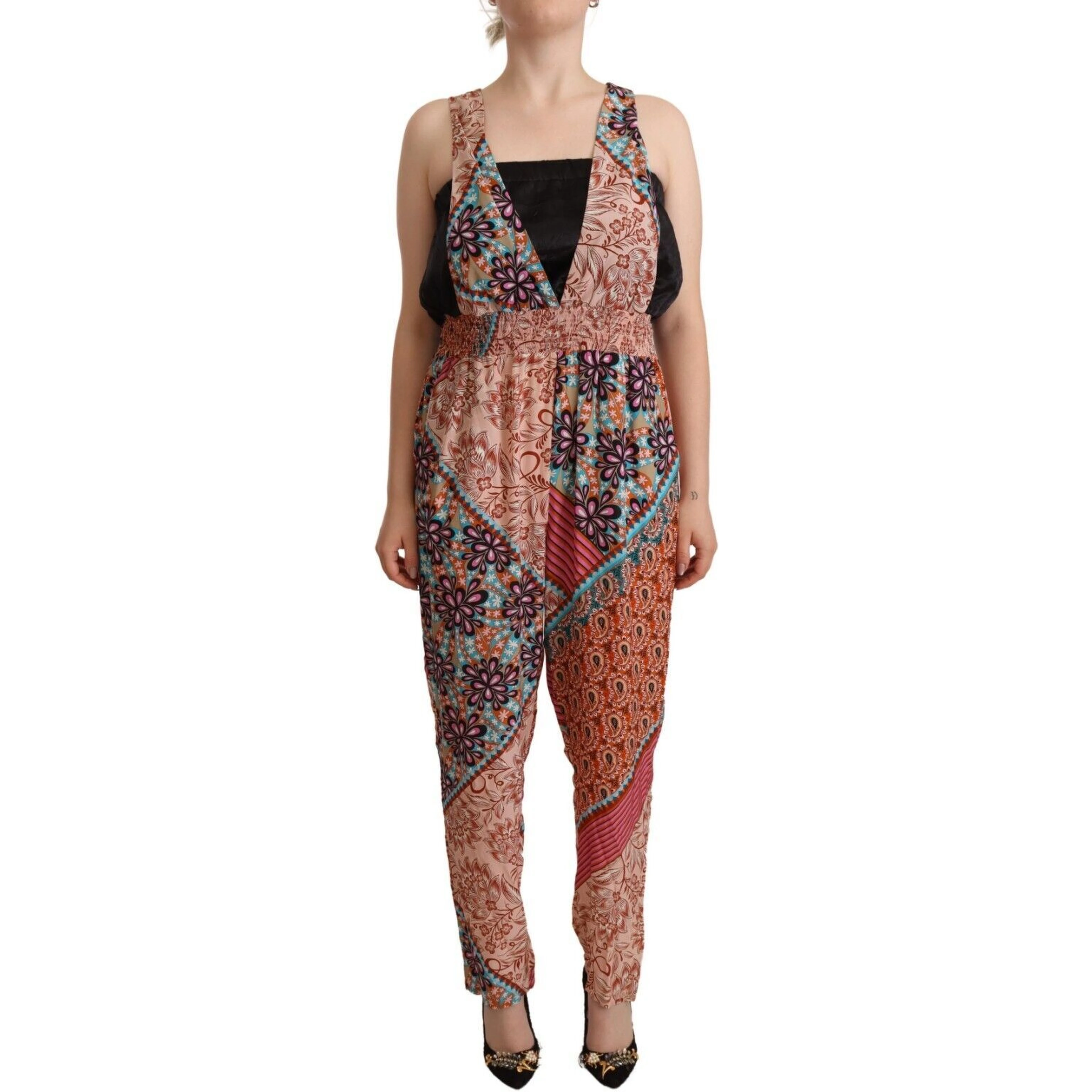 Multicolor Viscose Floral Print Women Jumpsuit Dress