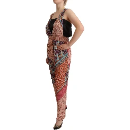 Multicolor Viscose Floral Print Women Jumpsuit Dress