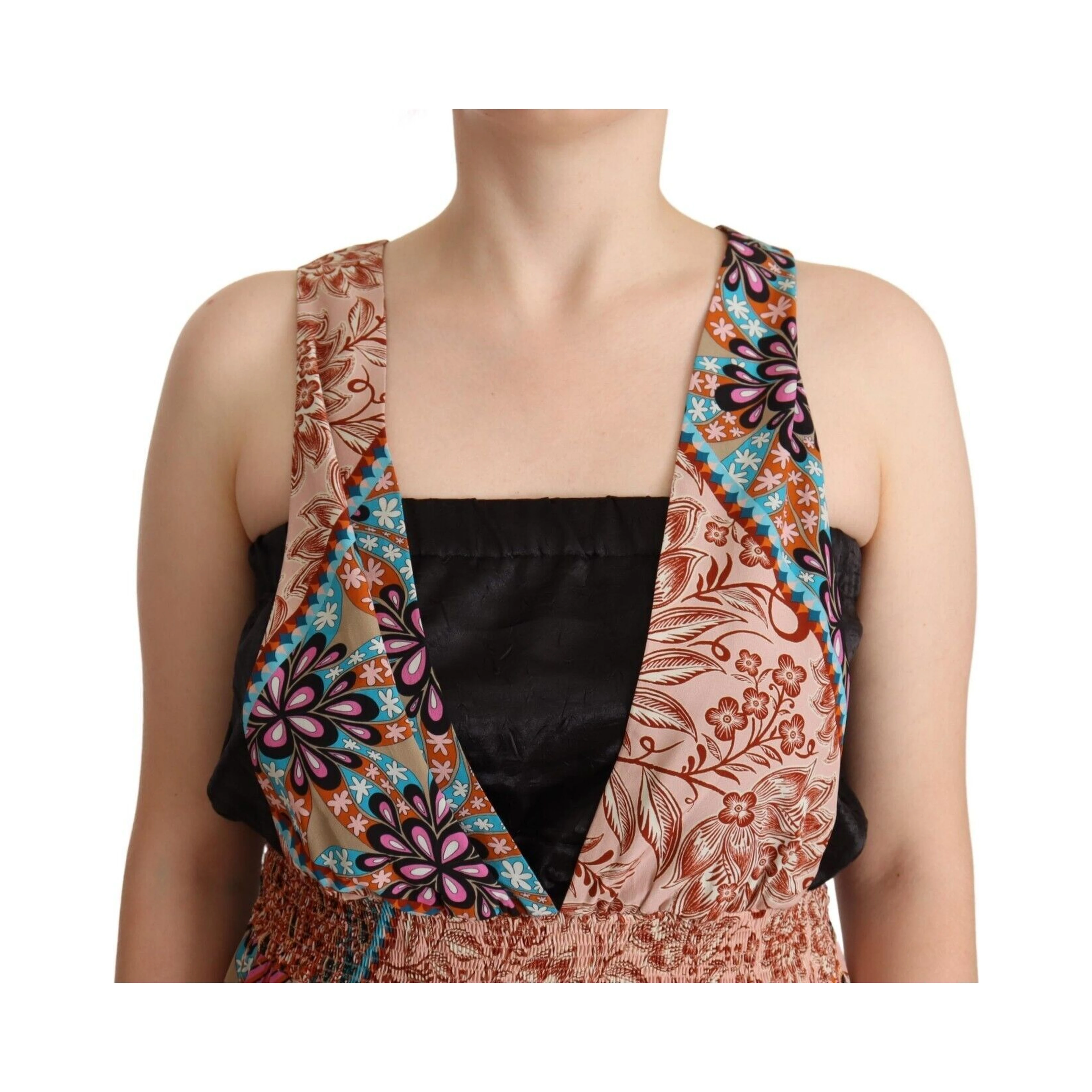 Multicolor Viscose Floral Print Women Jumpsuit Dress