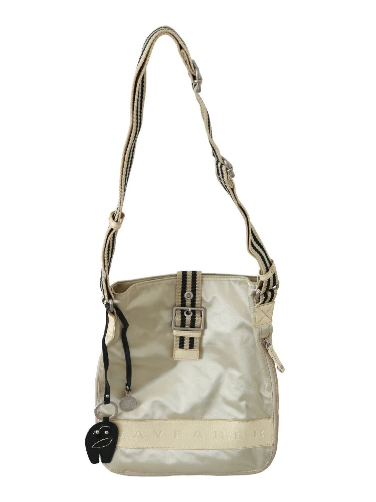 Beige Handbag Shoulder Tote Fabric Purse