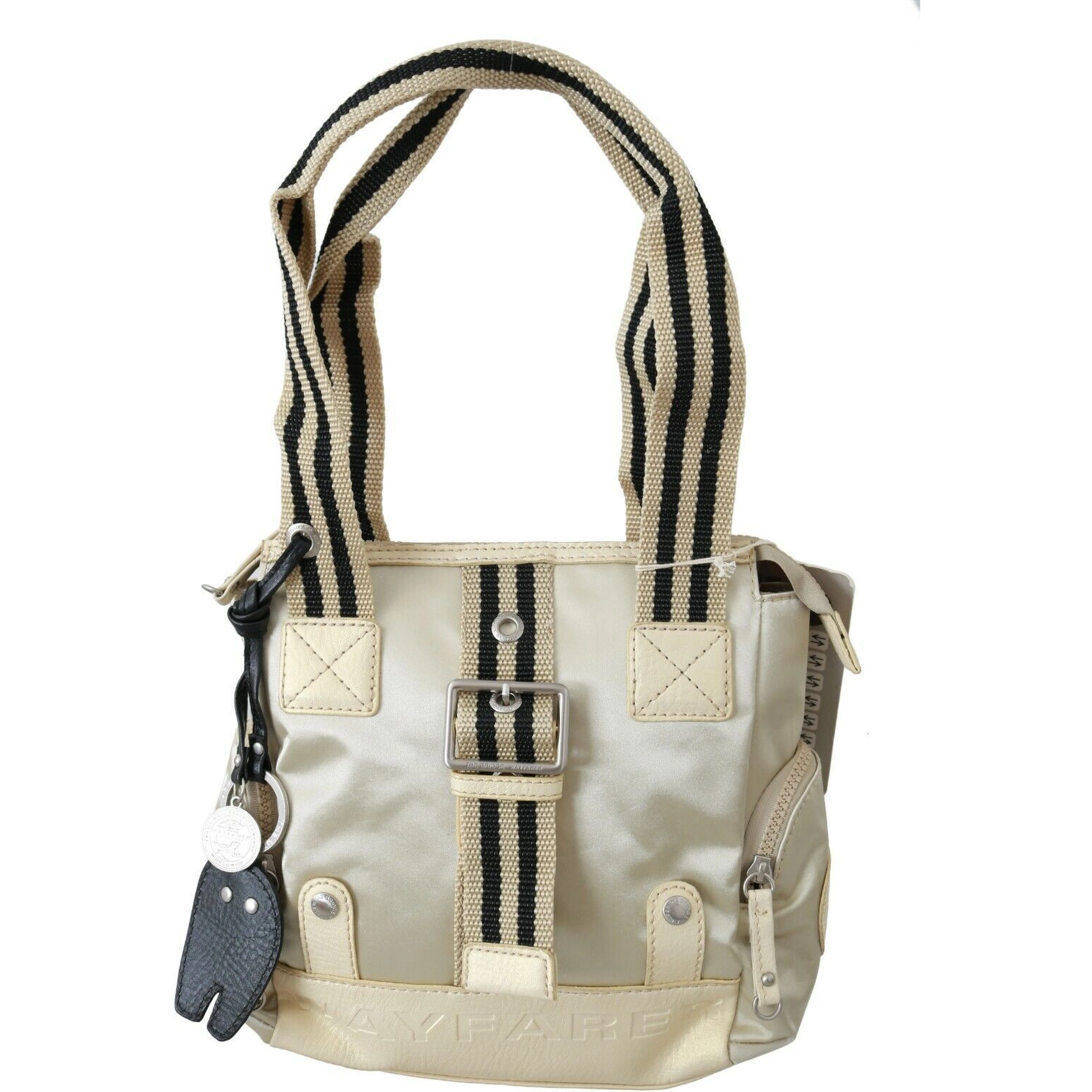Beige Handbag Shoulder Tote Fabric Purse