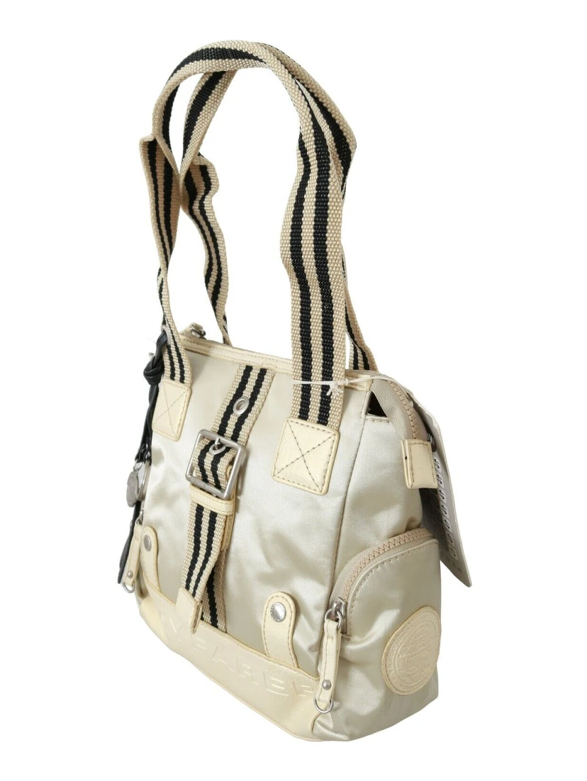 Beige Handbag Shoulder Tote Fabric Purse