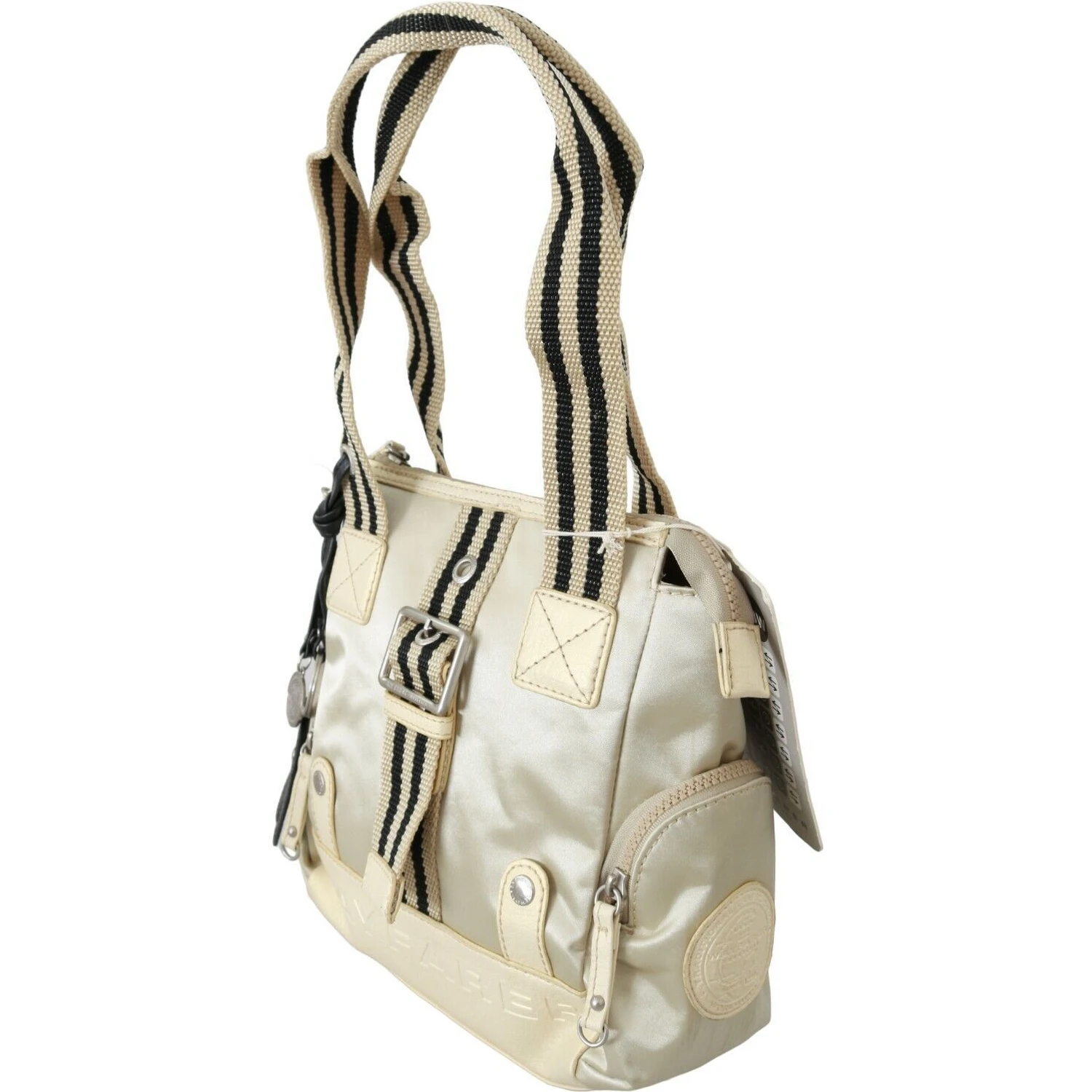 Beige Handbag Shoulder Tote Fabric Purse