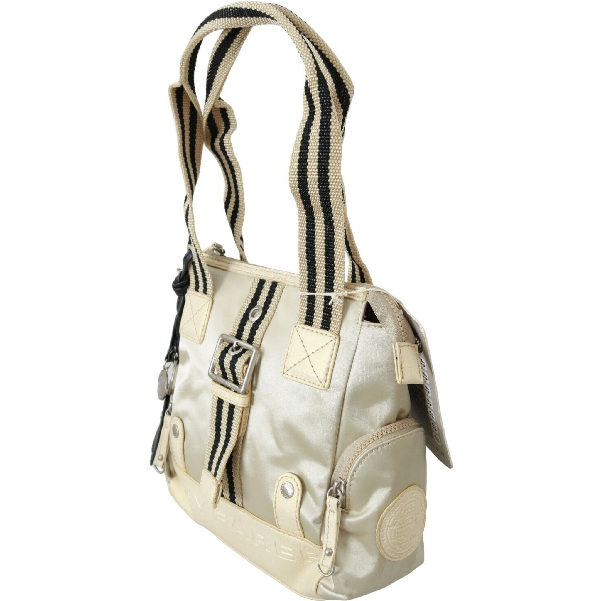 Beige Handbag Shoulder Tote Fabric Purse