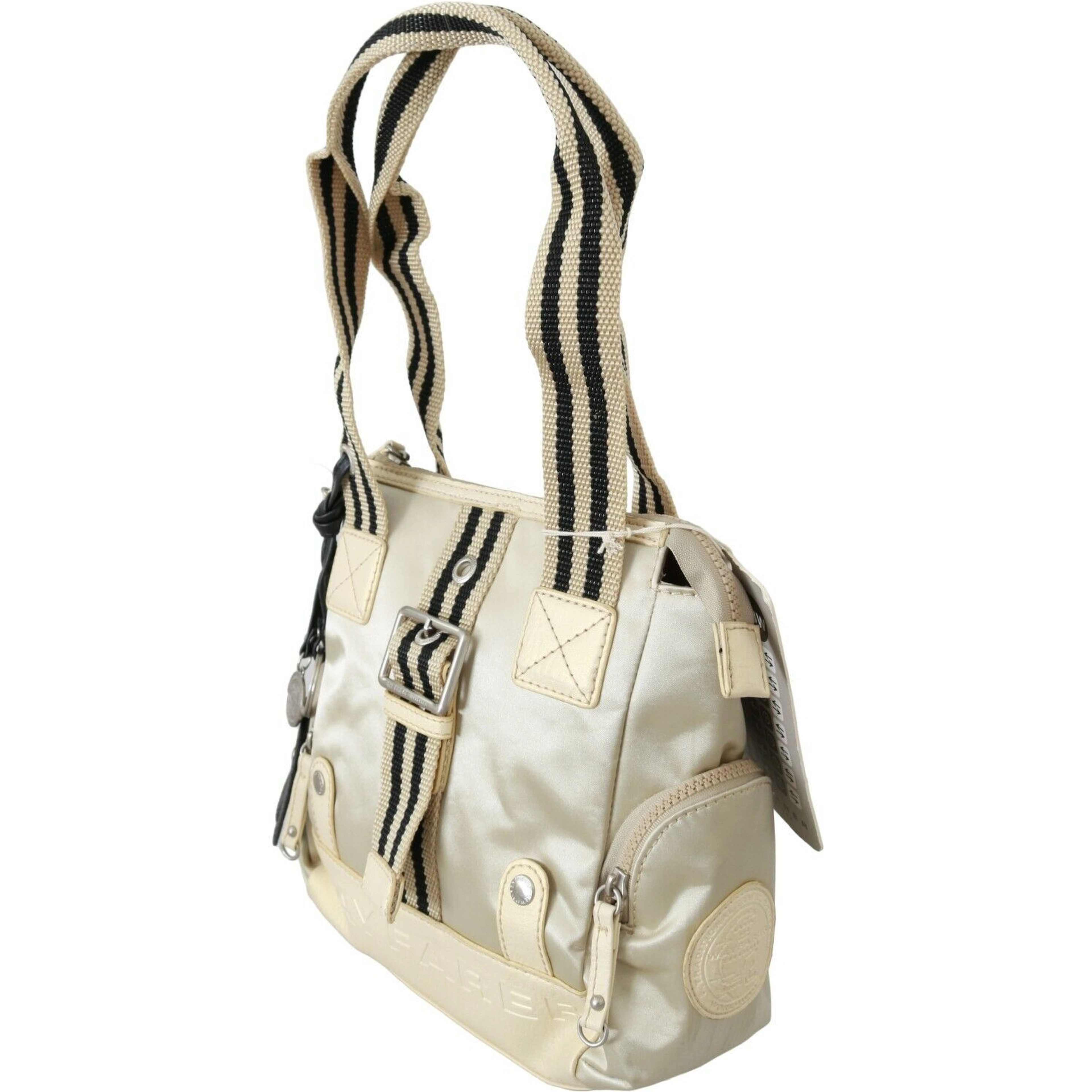 Beige Handbag Shoulder Tote Fabric Purse