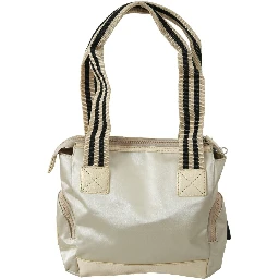 Beige Handbag Shoulder Tote Fabric Purse