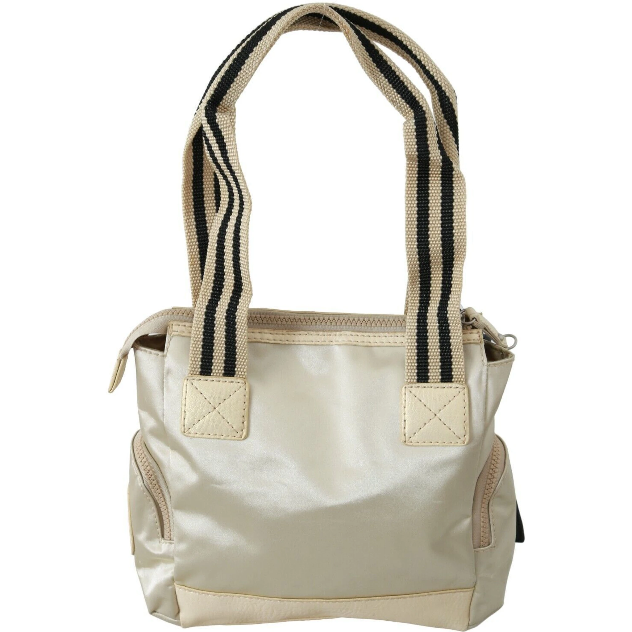 Beige Handbag Shoulder Tote Fabric Purse