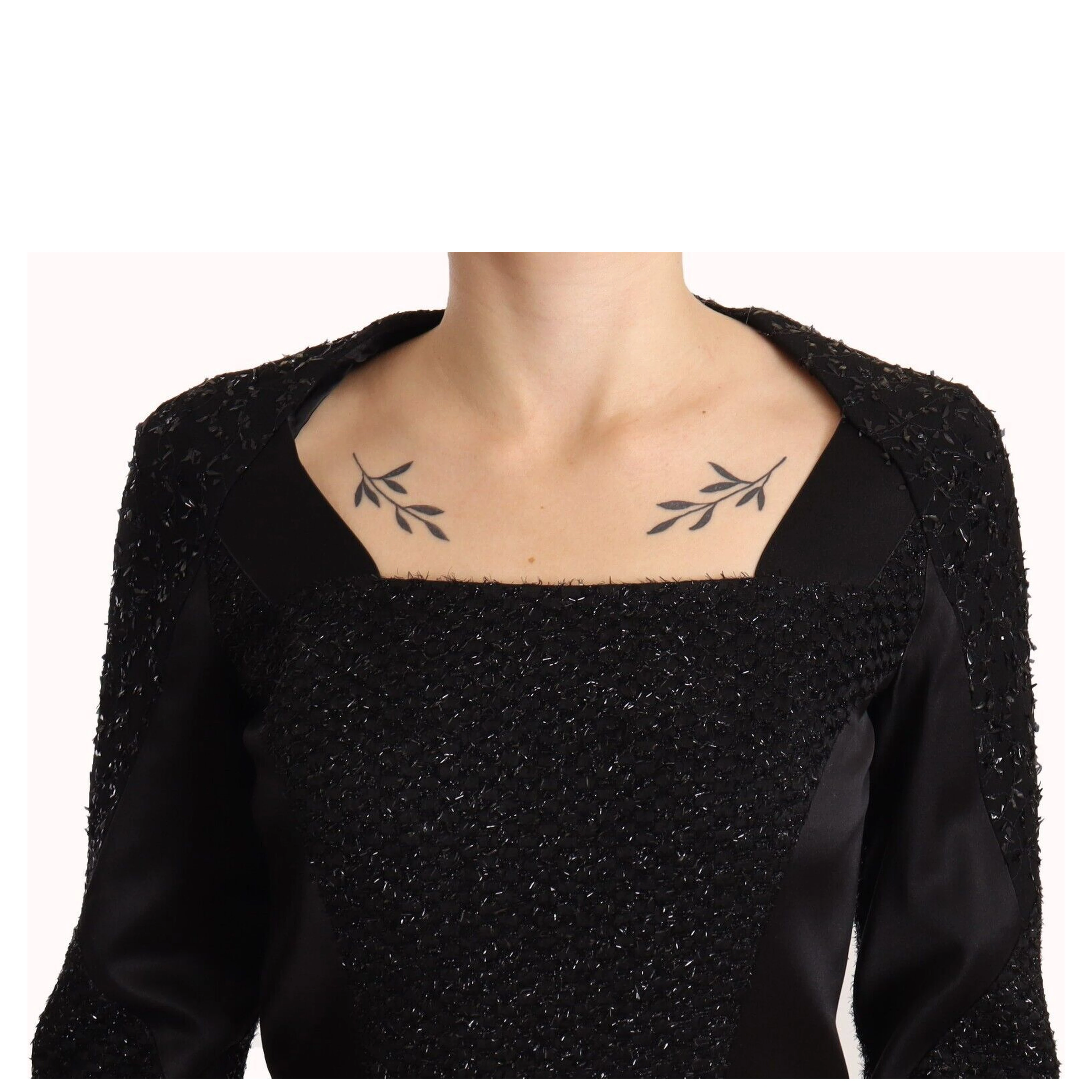 Black Studs Embellished Long Sleeves Sheath Midi Dress