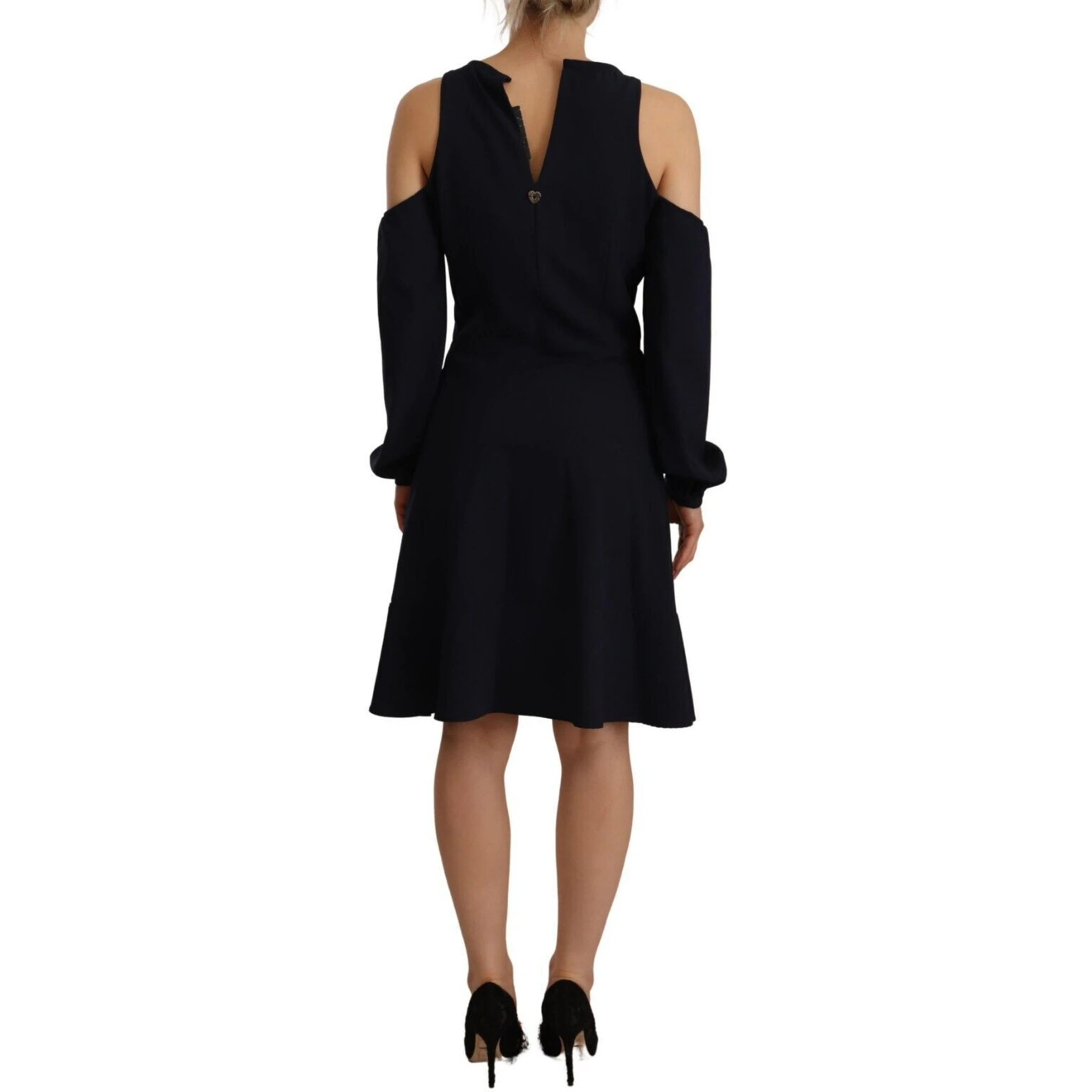 Black Long Sleeves Open Shoulder A-line Dress