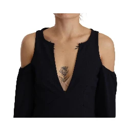 Black Long Sleeves Open Shoulder A-line Dress